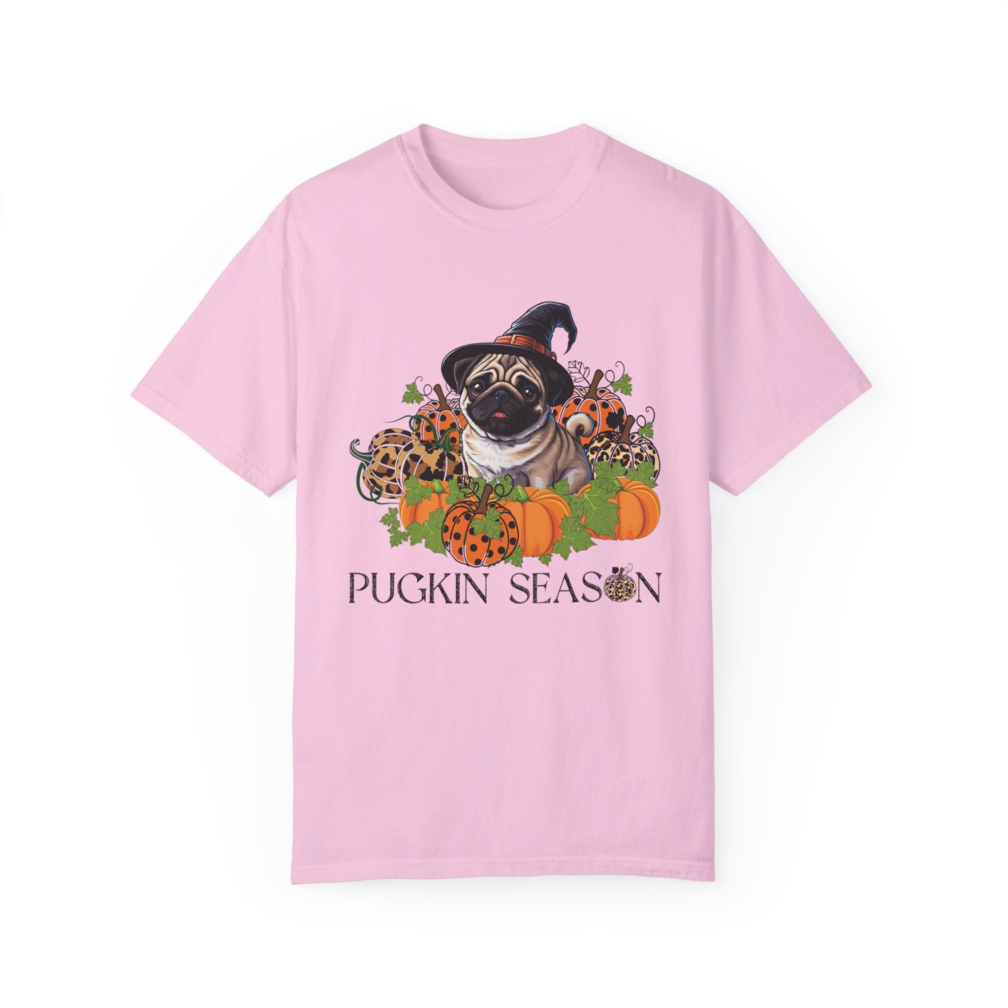 Fall Pug Shirt, Pugkin Season Shirt, Leopard Print Pumpkin T-shirt, Cute Dog Lover Graphic Tee, Halloween Party Gift Tshirt