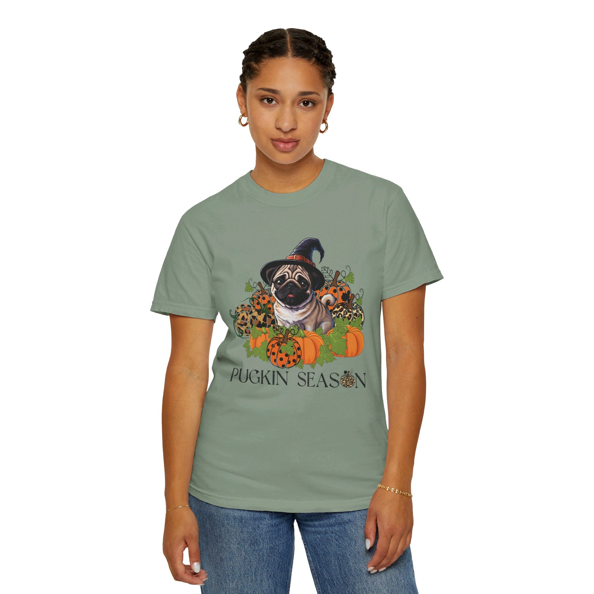 Fall Pug Shirt, Pugkin Season Shirt, Leopard Print Pumpkin T-shirt, Cute Dog Lover Graphic Tee, Halloween Party Gift Tshirt