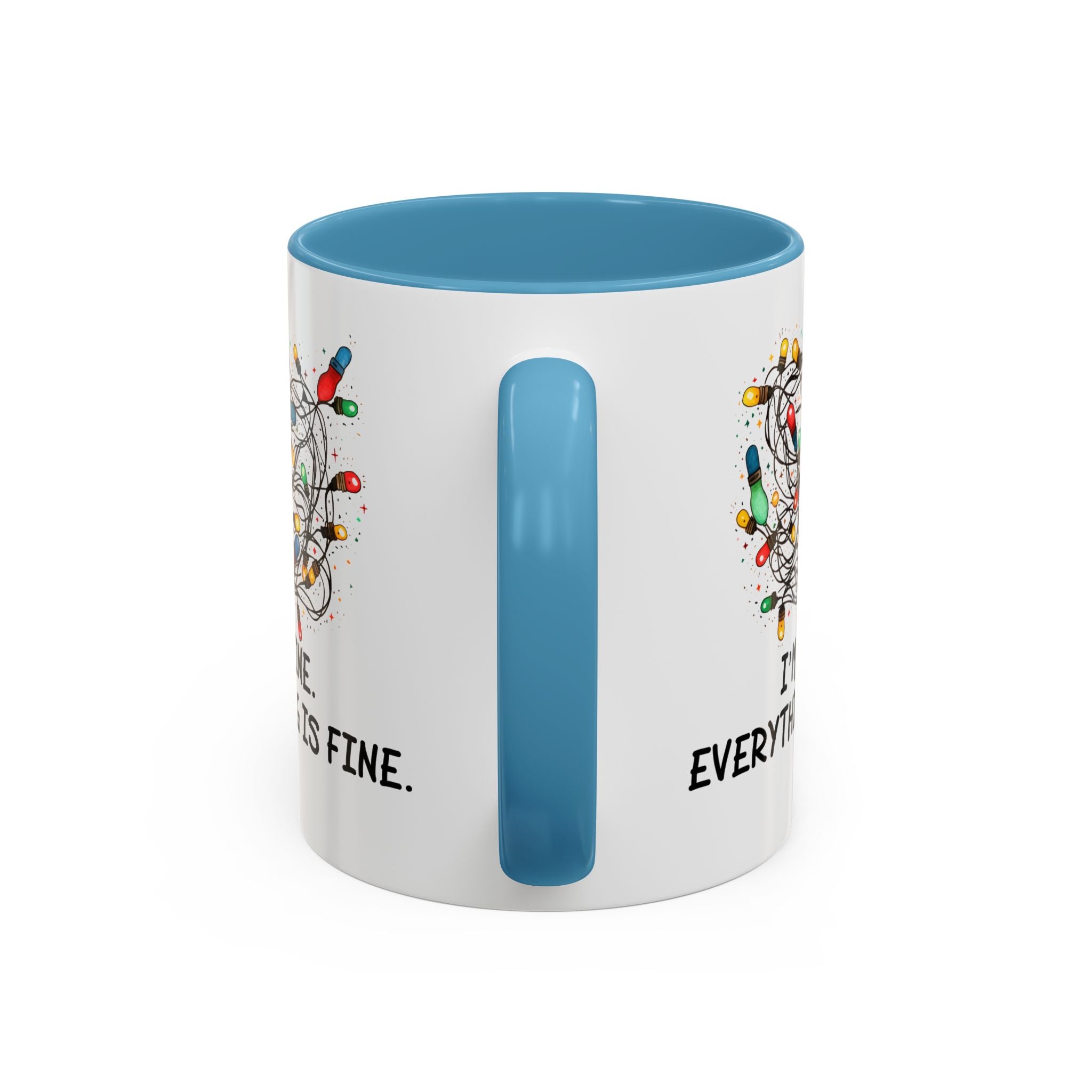 I'm Fine Everything Is Fine Christmas Mug, Christmas Lights Mug, Funny Coffee Mug, Tangled Lights, Crazy Shopping Christmas Mug, Madness