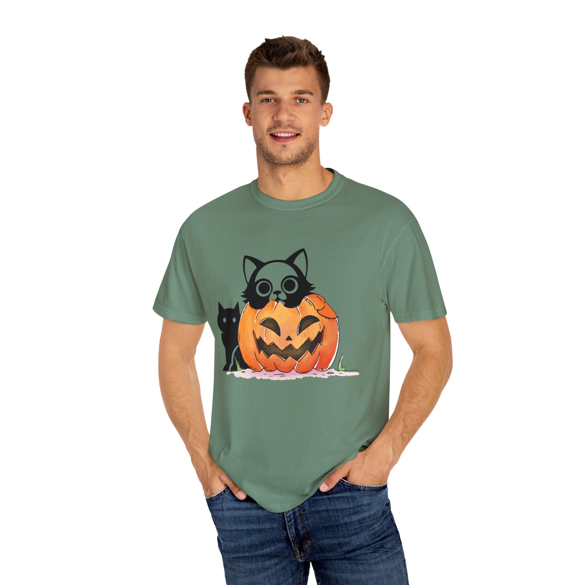 Vintage 90s Cat Halloween Shirt, Retro Halloween Shirt, Spooky Season Tee, Pumpkin Shirt, Halloween Shirt, Vintage Halloween Shirt