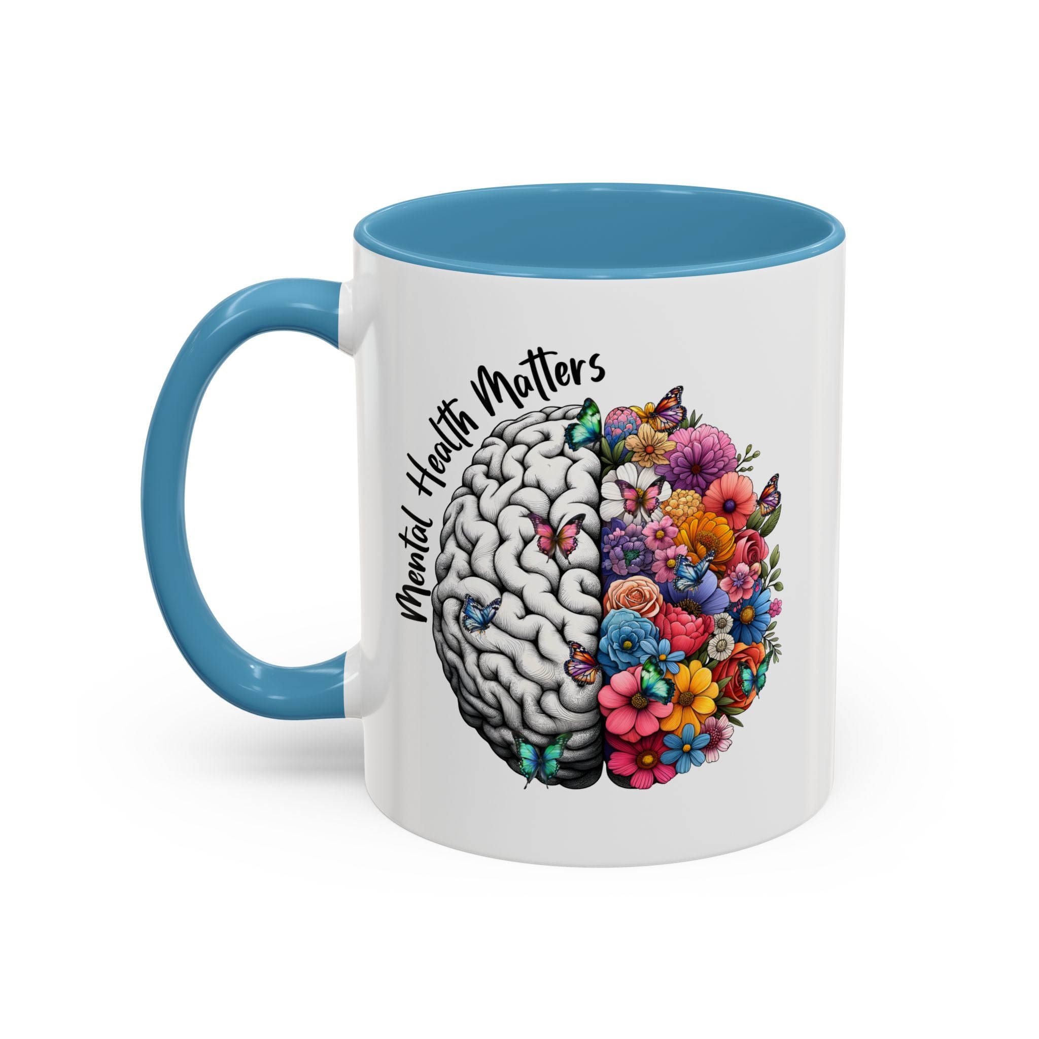 Mental Health Matters, Mental Health Coffee Mug, School Psychologist Mug, Inspirational Gift, Mental Health Awareness Mug, Floral Brain Mug