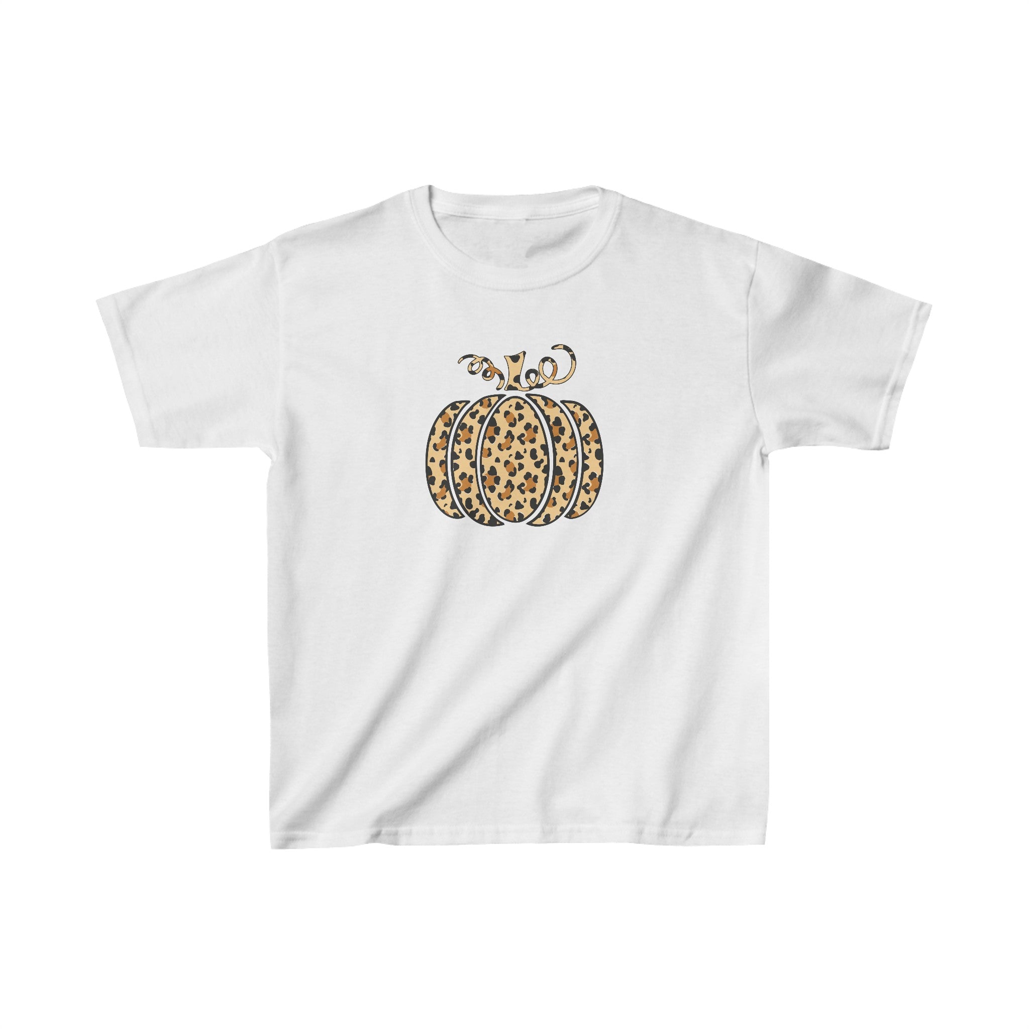 Kids Leopard Pumpkin Shirt, Cheetah Pumpkin Shirt, Thanksgiving Shirt, Thankful Shirt, Thanksgiving Leopard Pattern Pumpkin Kids T-Shirt