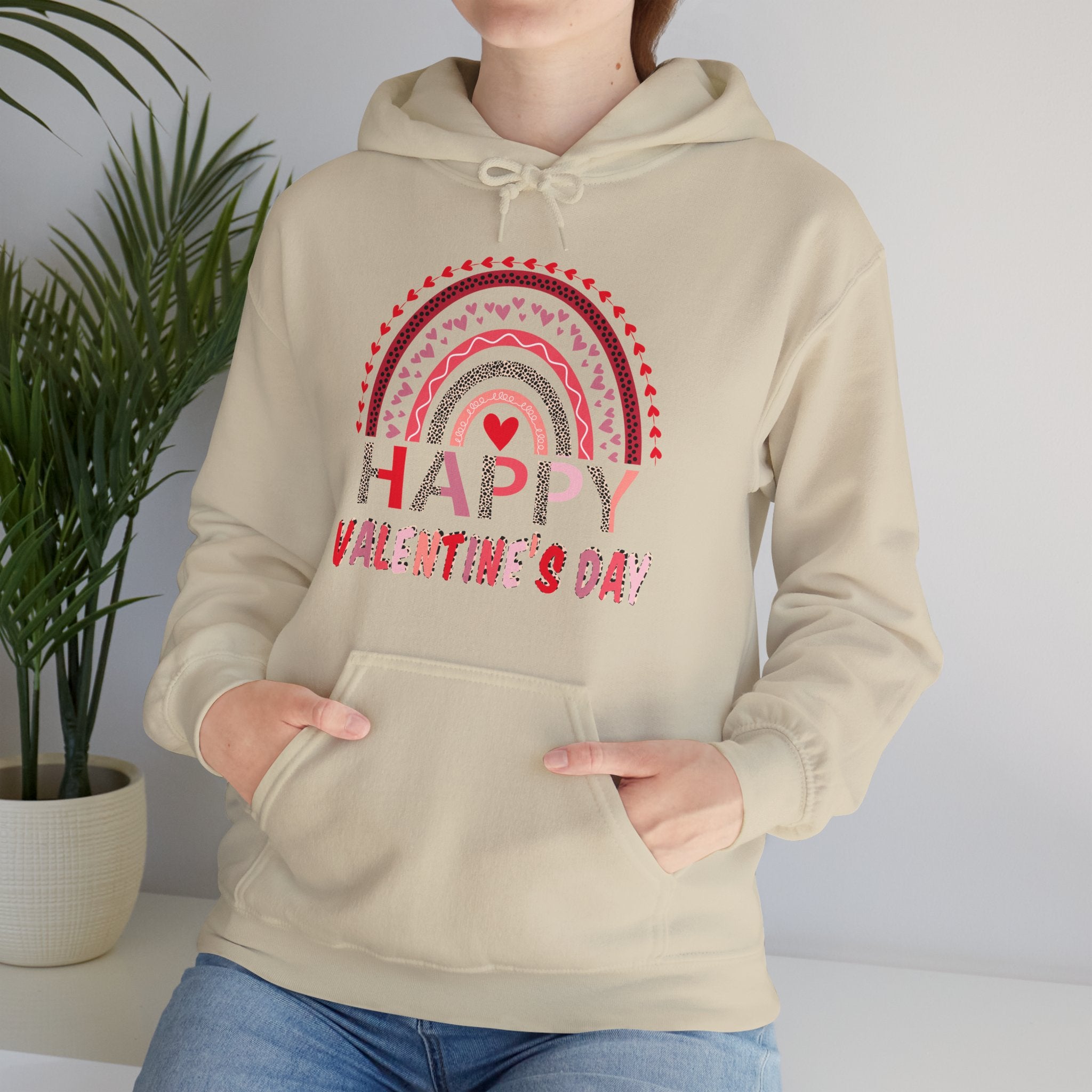 Happy Valentines Day Leopard Rainbow Red Women Valentine Men Hoodie Graphic Print Hooded Sweatshirt