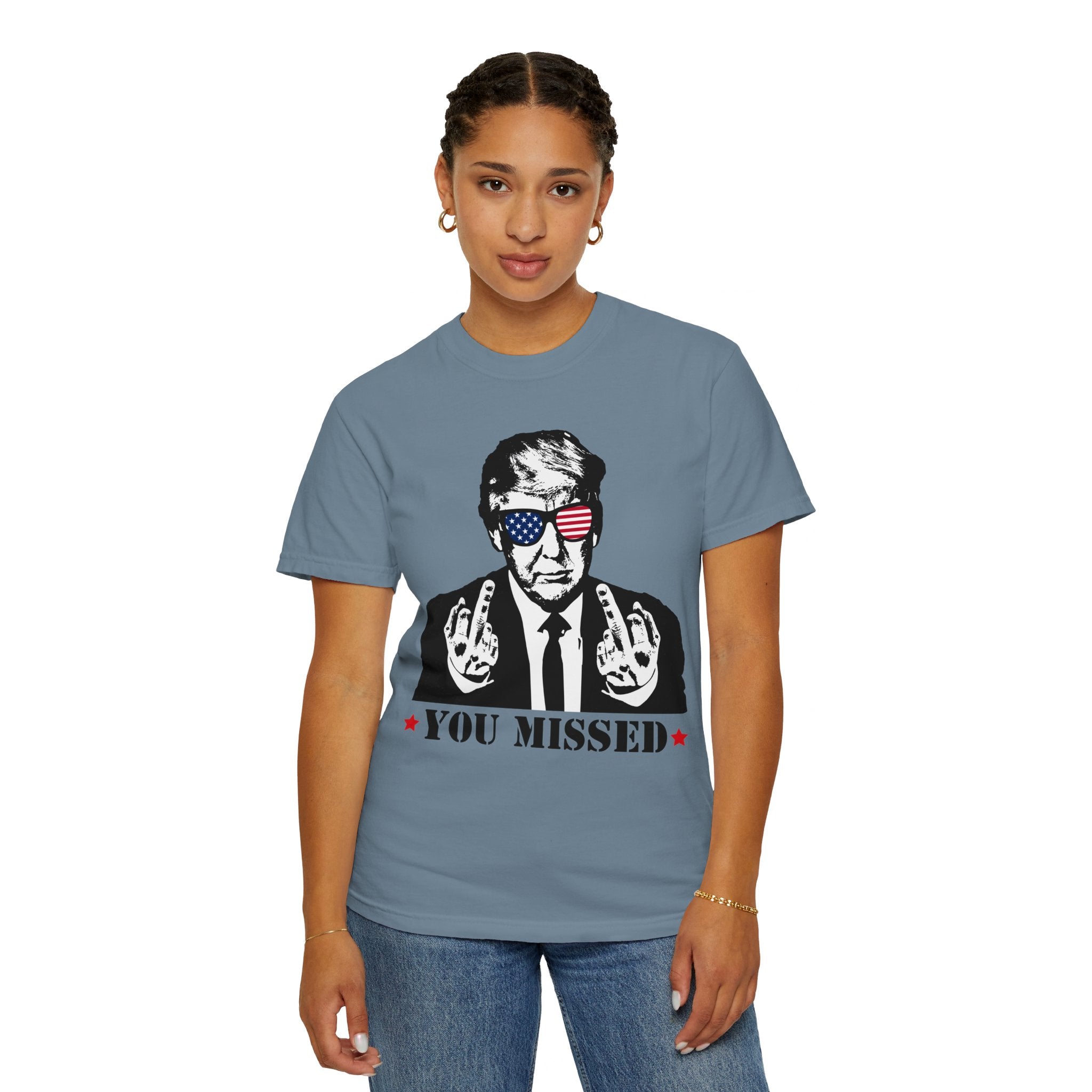 Trump Shirt, You Missed Trump Shirt, Assassination Attempt Trump T-Shirt, Middle Fingers Trump Tee, Presidential Election, Stand With Trump