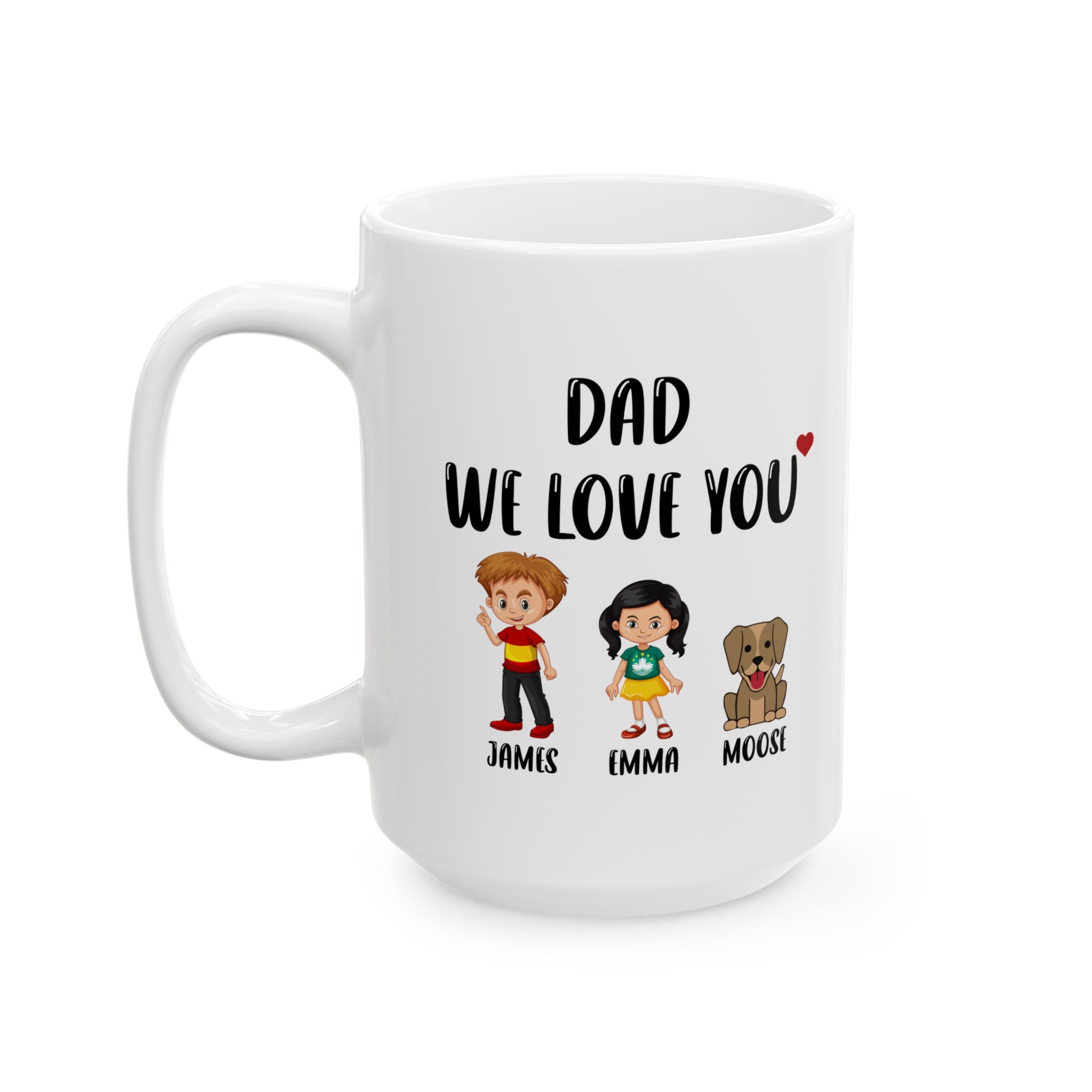 Personalized Father's Day Mug, Custom Children's Names & Illustrations, Unique Coffee Mug for Dad, Father's Day Gift Idea