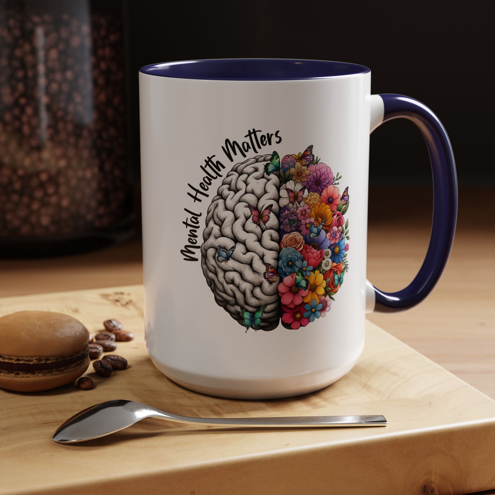 Mental Health Matters, Mental Health Coffee Mug, School Psychologist Mug, Inspirational Gift, Mental Health Awareness Mug, Floral Brain Mug