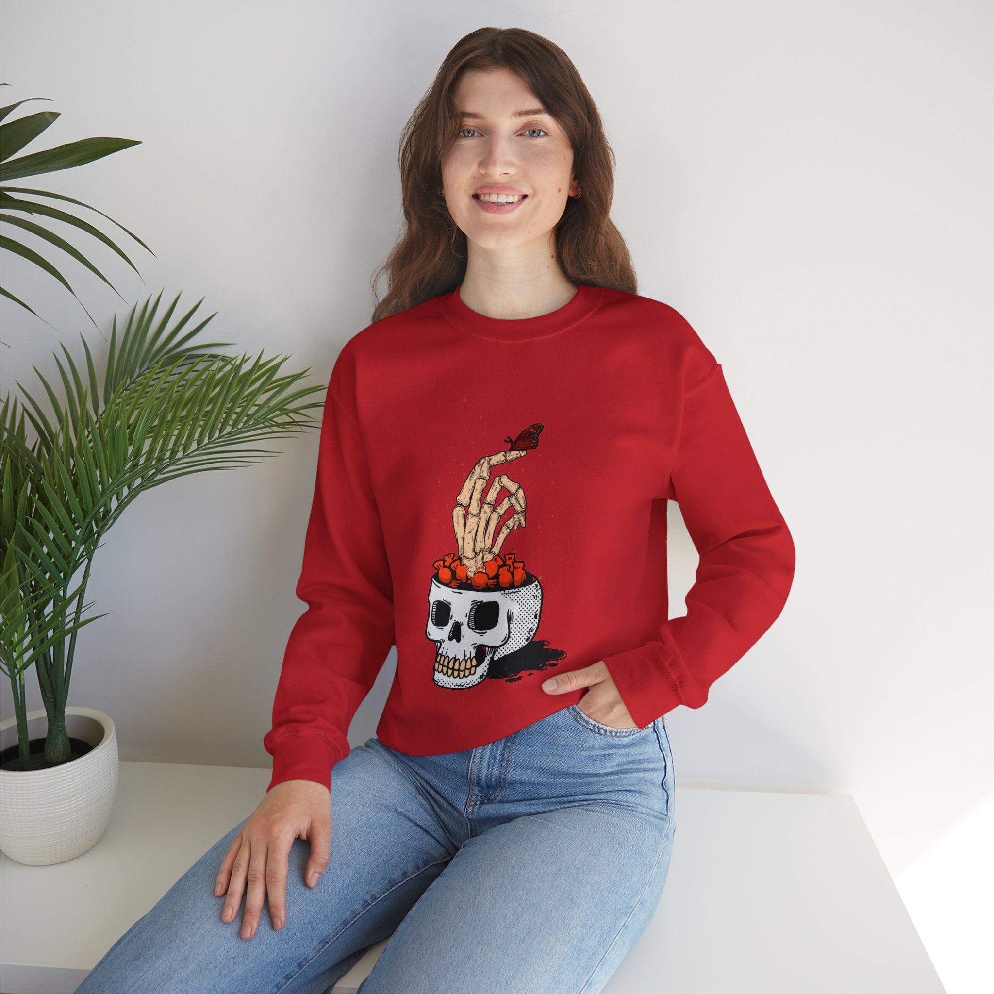 Skull skeleton hand halloween Sweatshirt, Skeleton Hand T-Shirt, Skeleton Shirt, Horror Gift, Skeleton Rock Tee, Rock and Roll Shirt