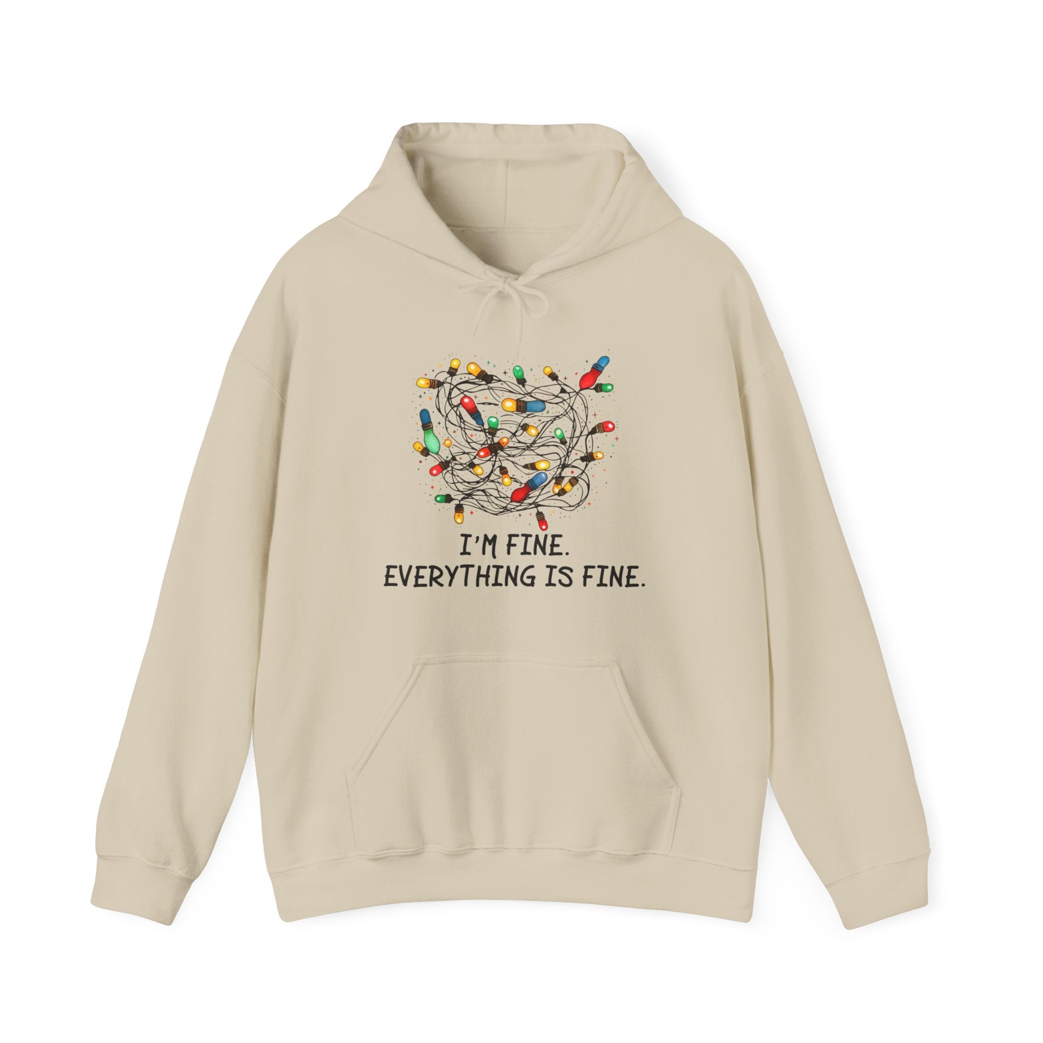 I'm Fine Everything Is Fine Hoodie, Christmas Hooded Sweatshirt, Hoodies Women, Christmas Hoodie Women, Christmas Lights Hoodie