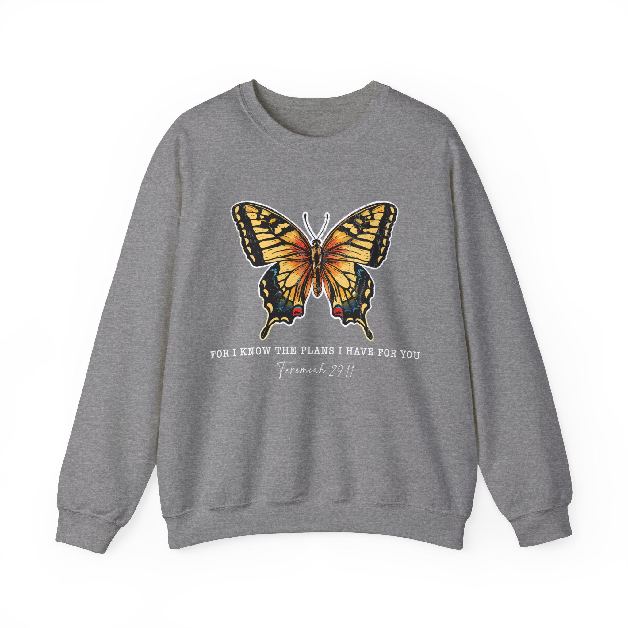 Butterfly Bible Verse Sweatshirt, Religious Shirt, Inspirational Quotes, Christian Shirt, For I Know The Plans I Have For You, Positive Sayings