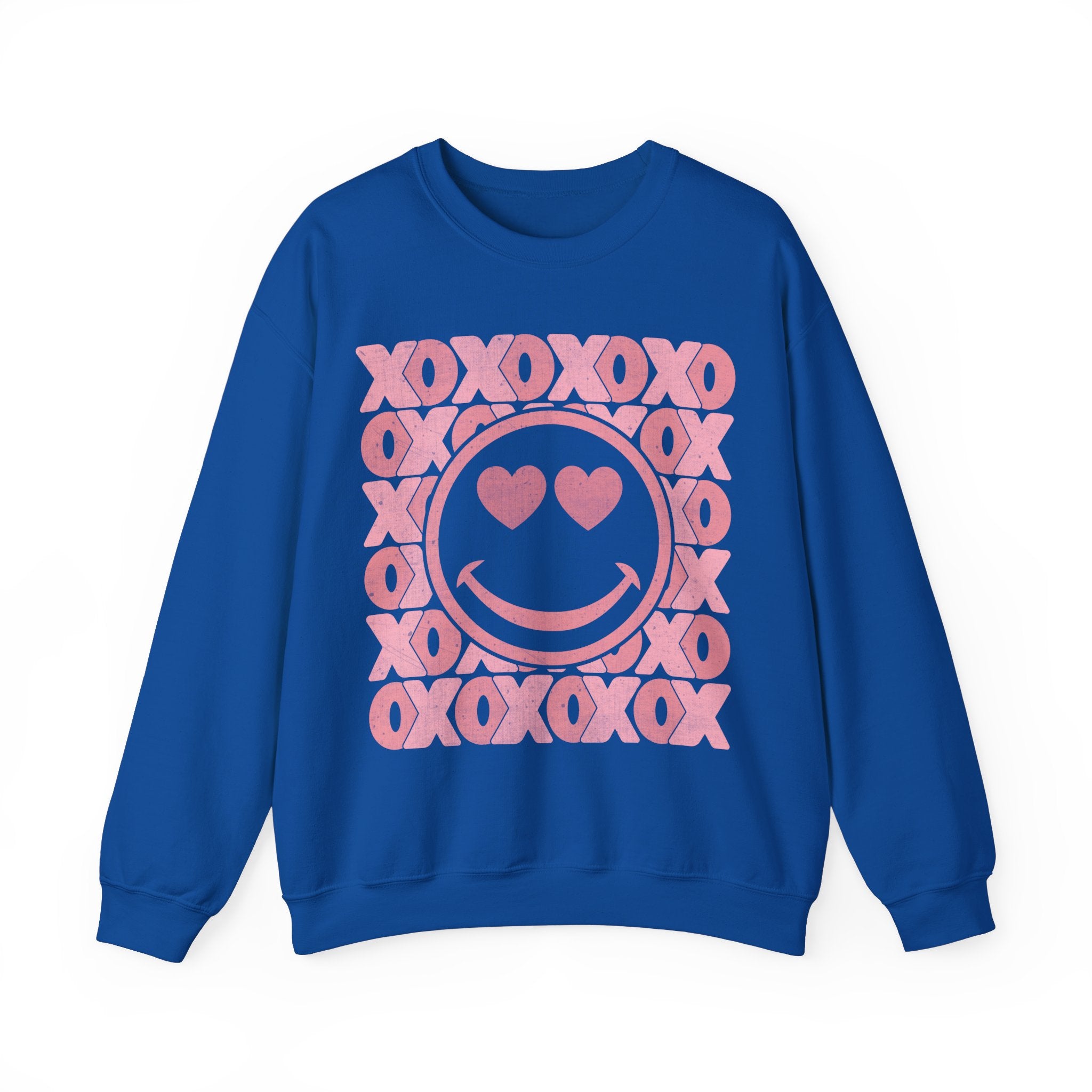 XOXO Smiley Face Sweatshirt, Valentines Smile Shirt, Retro Happy Face Crewneck, Trendy Sweatshirt, Cute Valentines Outfit