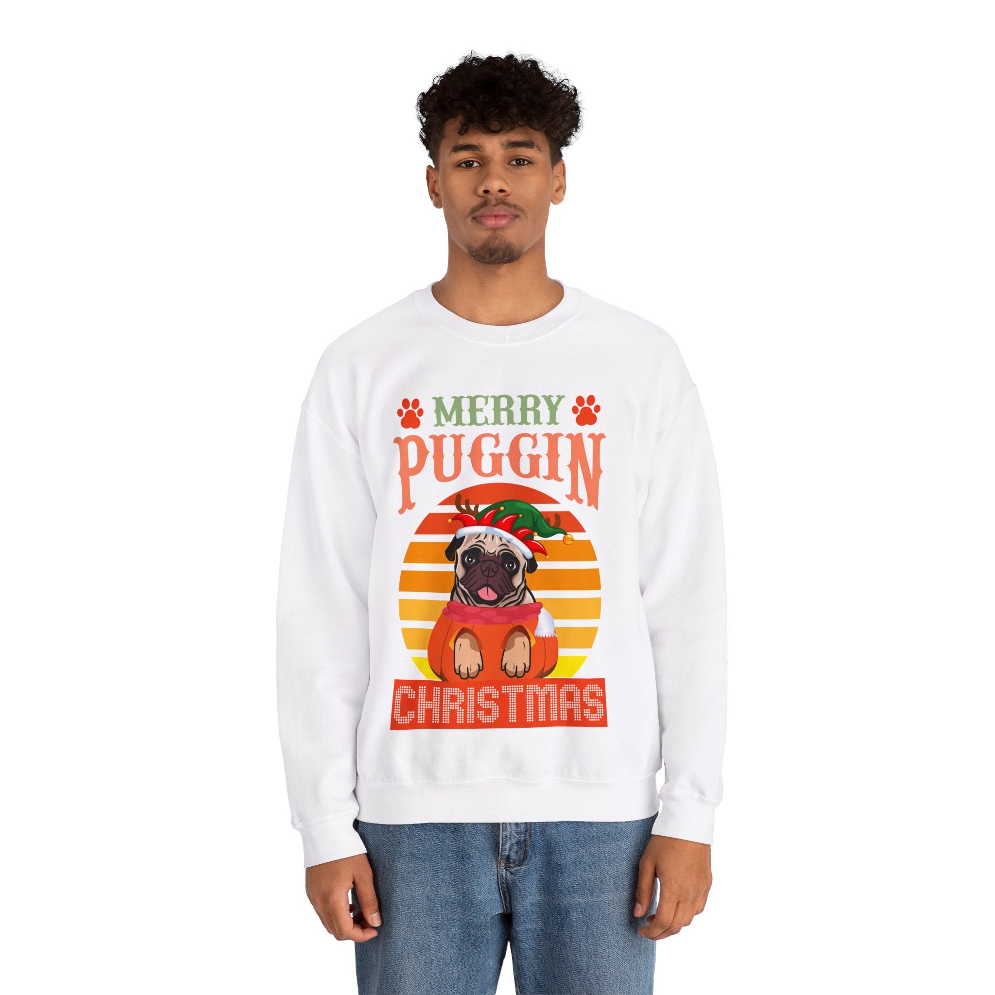 Pug Christmas Sweatshirt, Dog Lover Gift, Holiday Sweaters, Christmas Pugs Shirt, Pug In Santa Hat, Dog Mom Shirt, Santa Pug Shirt