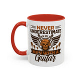 Never Underestimate an Old Man With a Guitar Mug, Guitar Coffee Mug, Funny Guitar Coffee Cup, Guitar Player Gifts, Guitar Dad Grandpa Presents