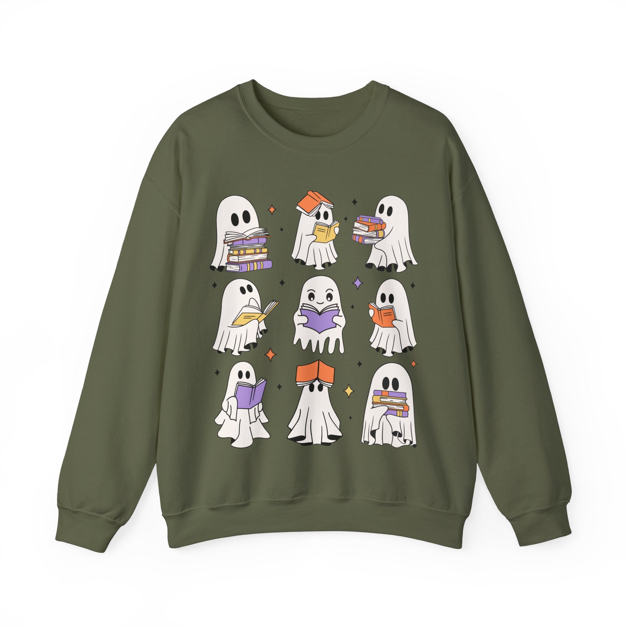 Ghost Reading Books Sweater, Bookish Halloween Sweatshirt, Halloween Teacher Gift, Librarian Halloween Hoodie, Ghost Crewneck