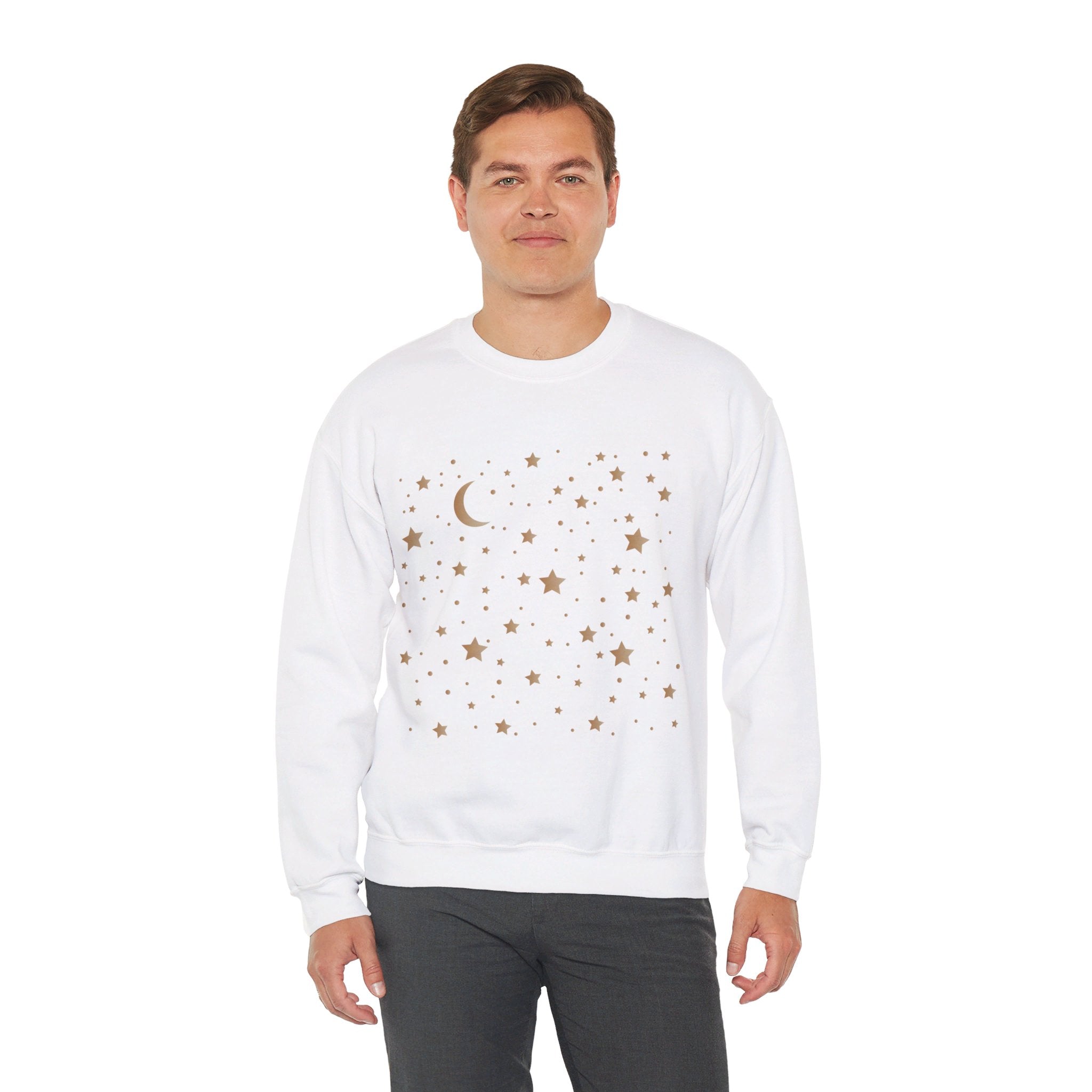 Unisex Moon And Starts Celestial Sweatshirt, Boho Moon And Stars Shirt, Gold Stars Shirt, Mystical Moon And Stars Shirt, Astronomy Shirt