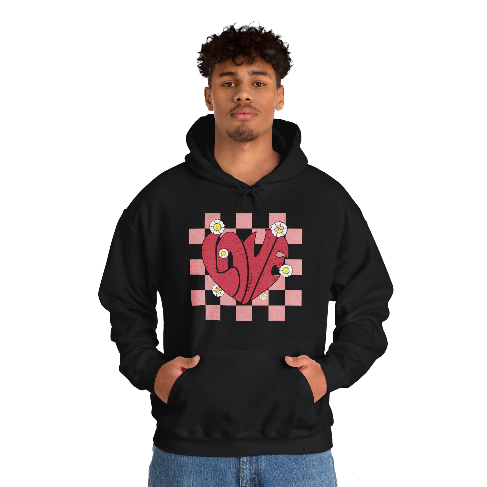 Valentine Heart Hoodie, Retro Love Hoodie, Love Shirt, Xoxo Shirt, Valentines Day Gift, Checker heart Hoodie, Heart Love Shirt