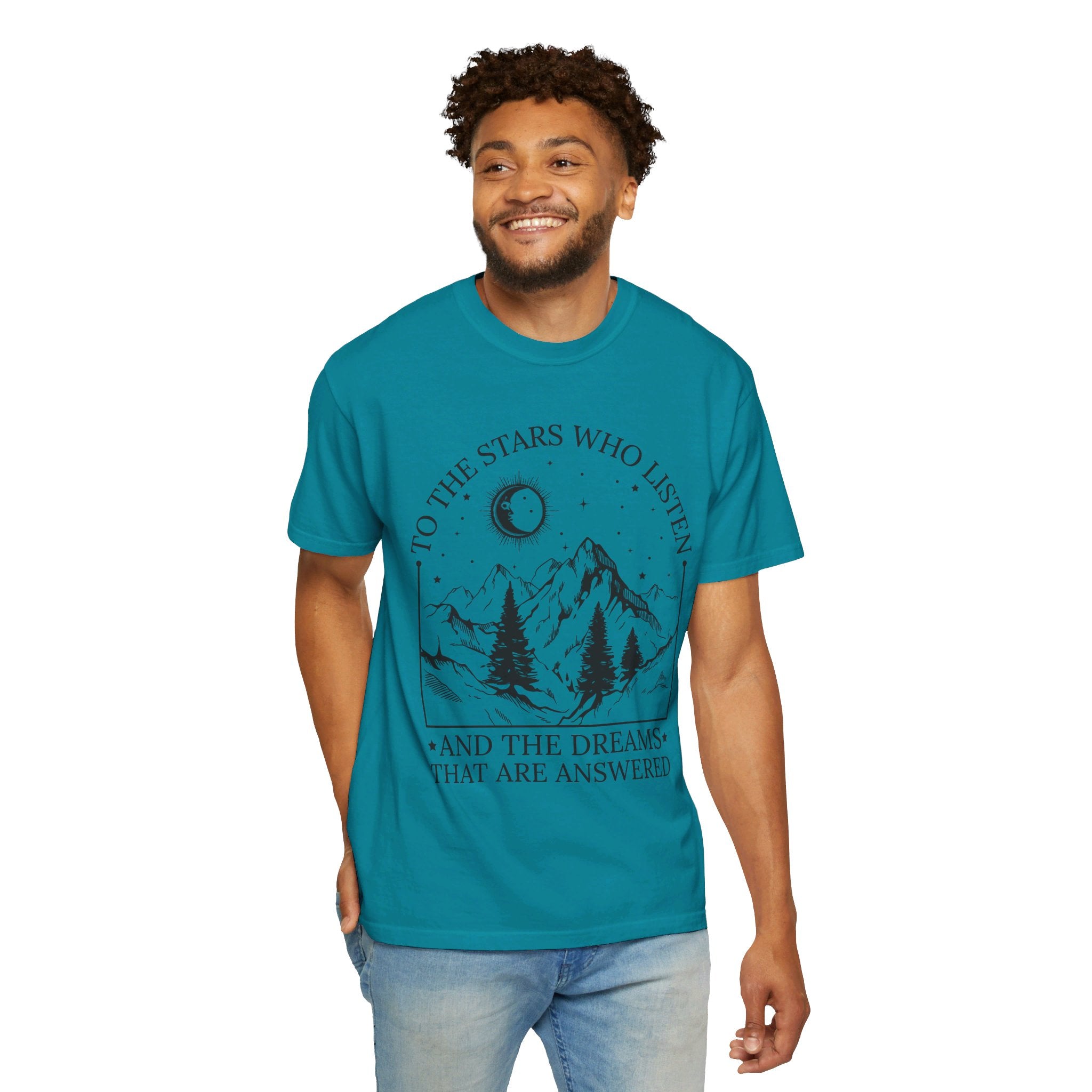 To The Stars Who Listen and the Dreams that are Answered T Shirt, City of Starlight Shirt, Night Court Shirt, Mountain and Stars Tee