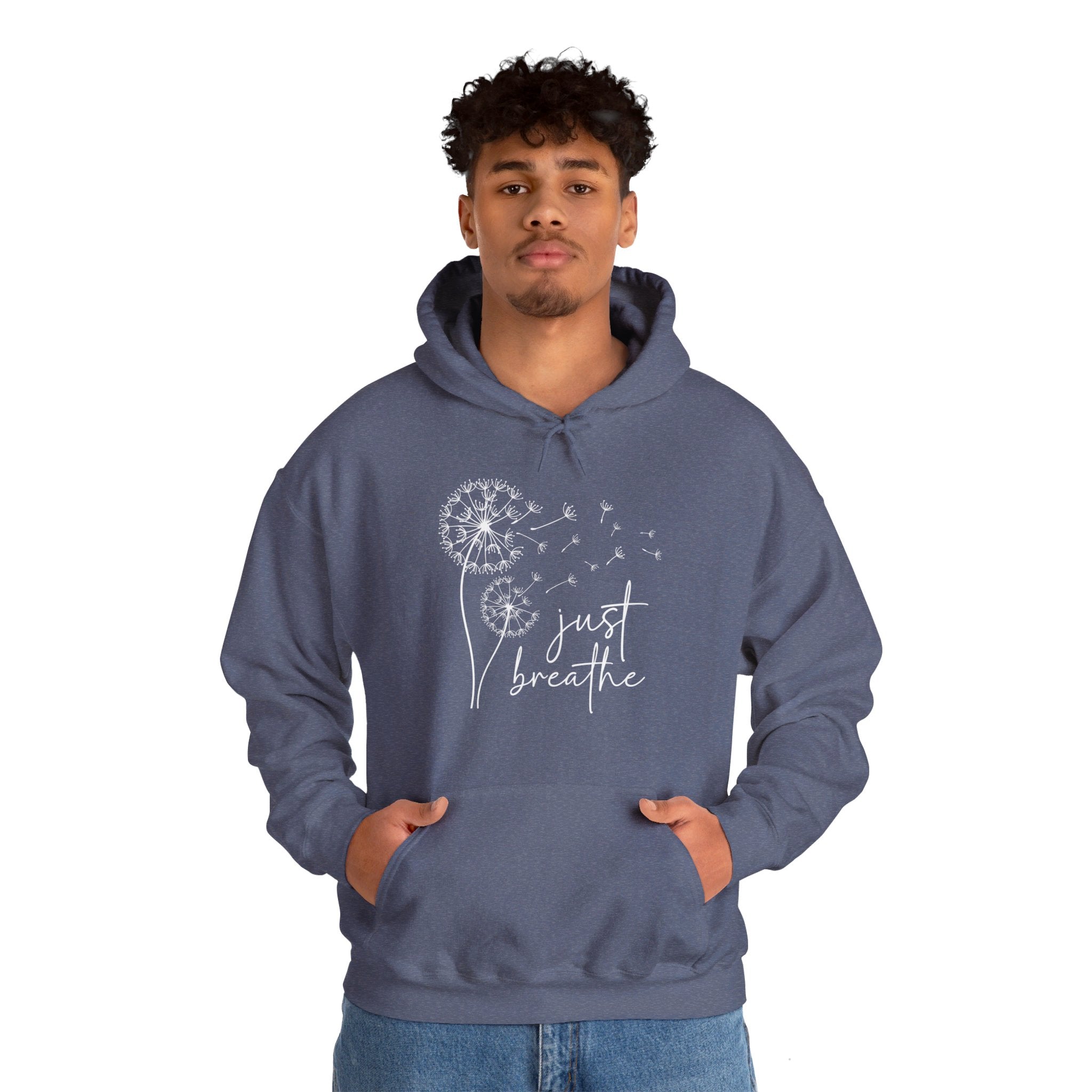 Just Breathe Hoodie, Blowing Dandelion Hoodie, Motivational Hoodie, Mental Health Hoodie, Yoga Sweater, Positive Clothing