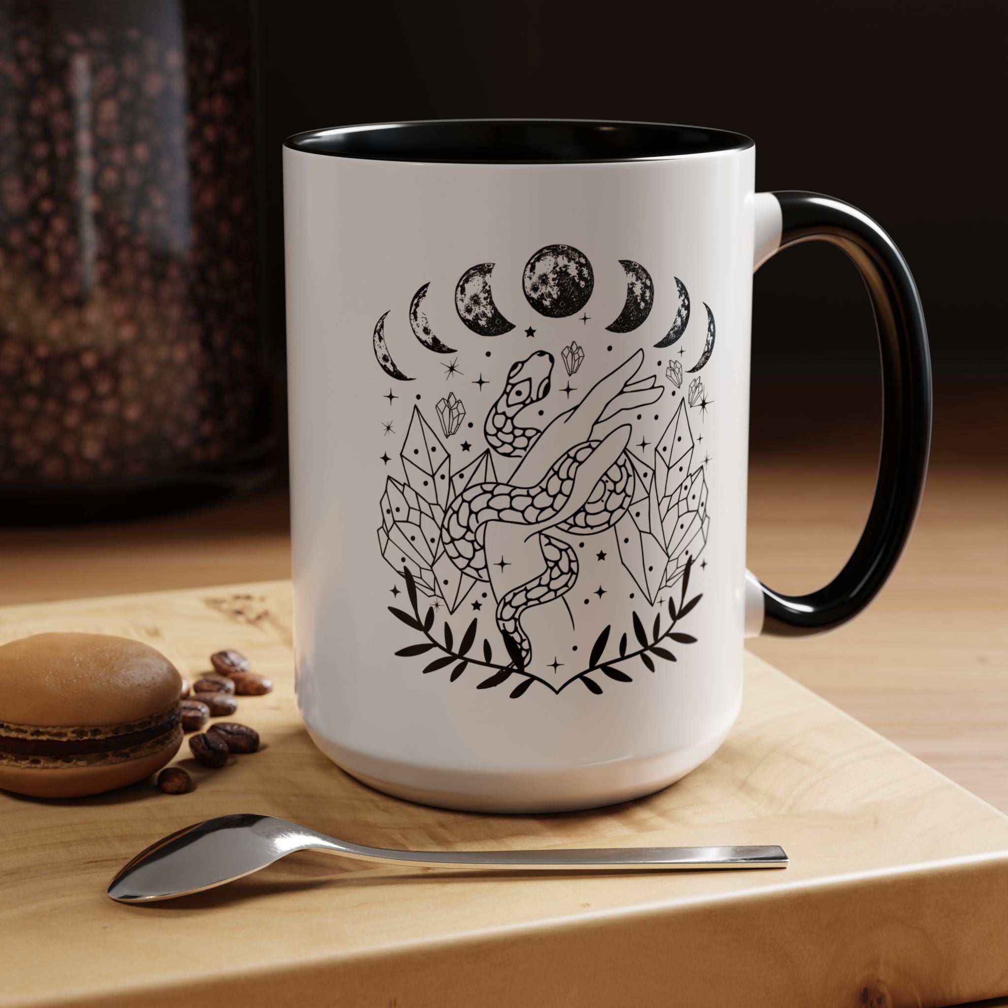 Celestial Snake Coffee Mug, Moon Phase Snake Mug, Coffee Mug, Unique Mystic Coffee Cup