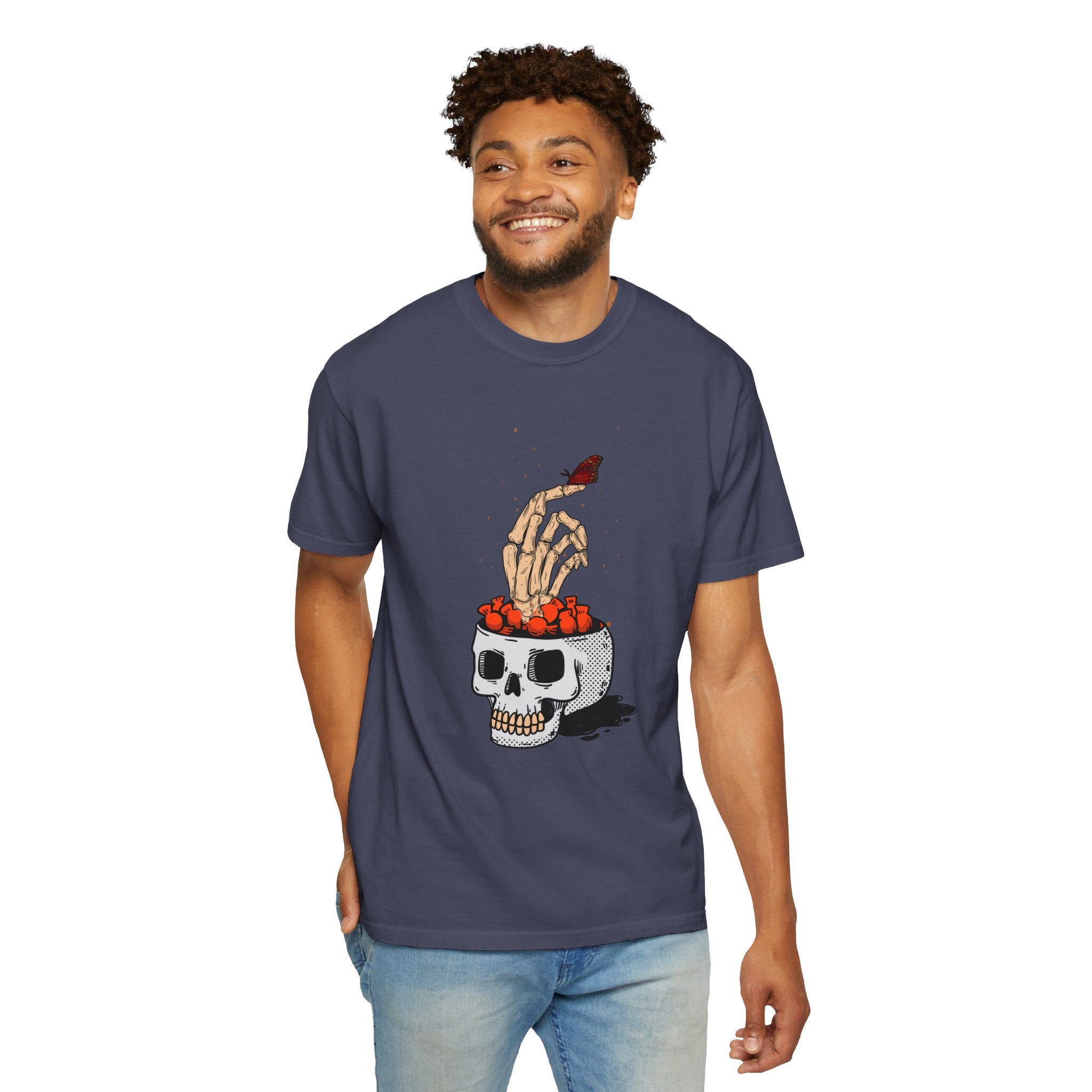 Skull skeleton hand halloween T-Shirt, Skeleton Hand T-Shirt, Skeleton Shirt, Horror Gift, Skeleton Rock Tee, Rock and Roll Shirt, Comfort Colors Shirt