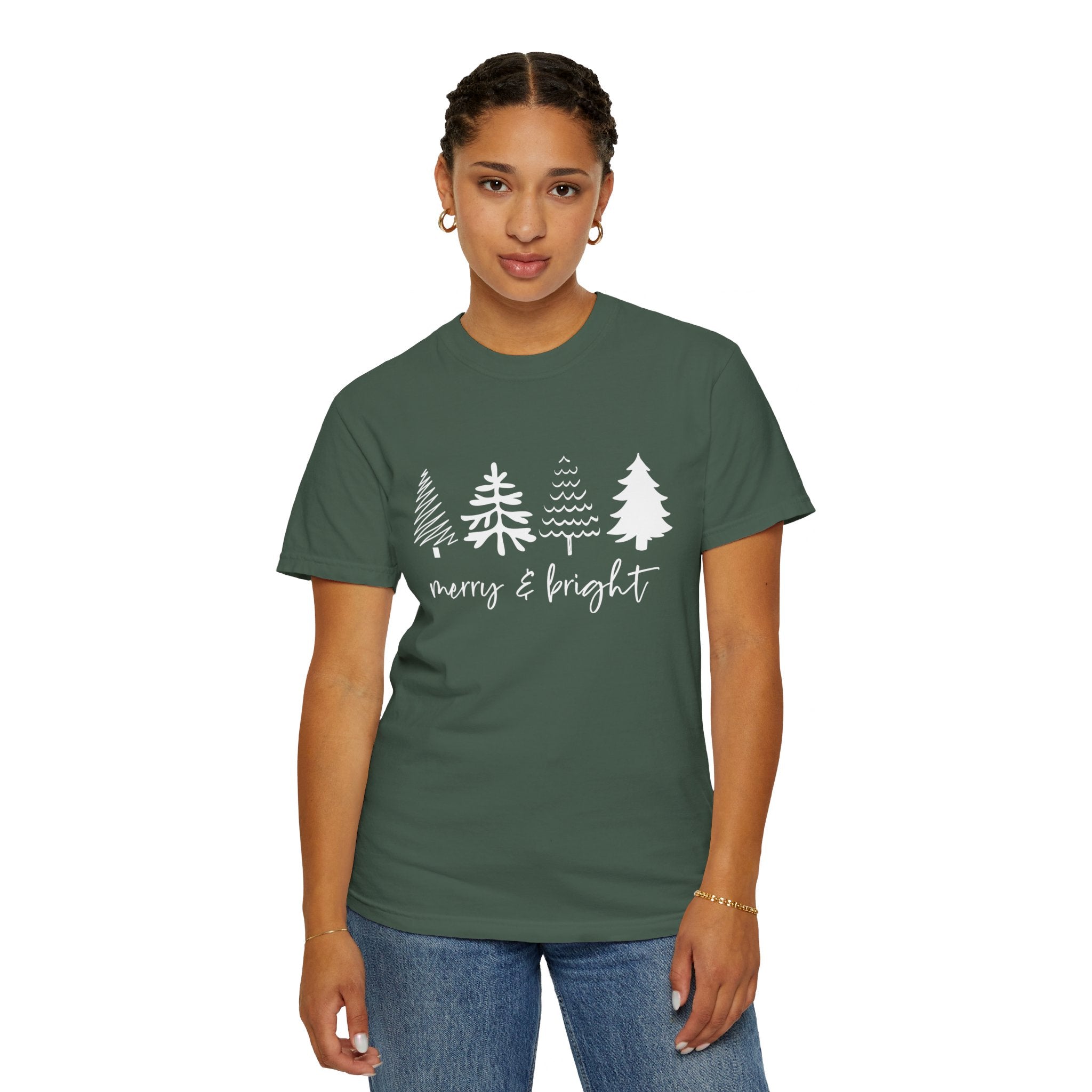 Merry Christmas Tree Shirt, Merry & Bright Christmas Tree Shirt, Womens Christmas Shirt, Cute Christmas Shirt, Holiday Shirt, Pine Tree Shirt