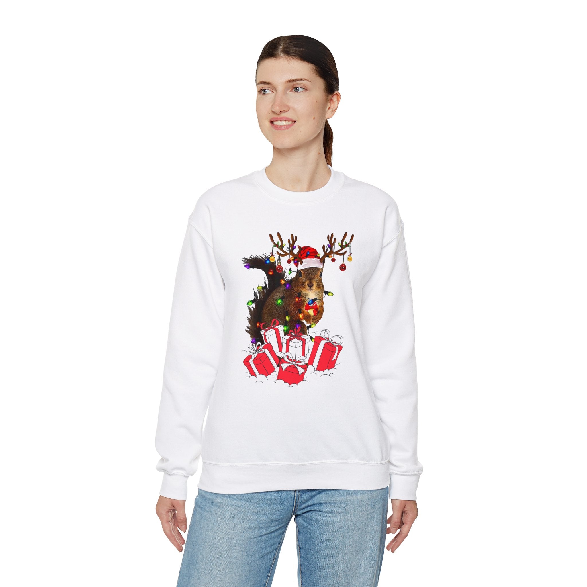 Christmas Squirrel Lights Sweatshirt, Christmas Sweatshirt, Funny Christmas Sweat, Christmas Gift Sweater, Holiday Crewneck