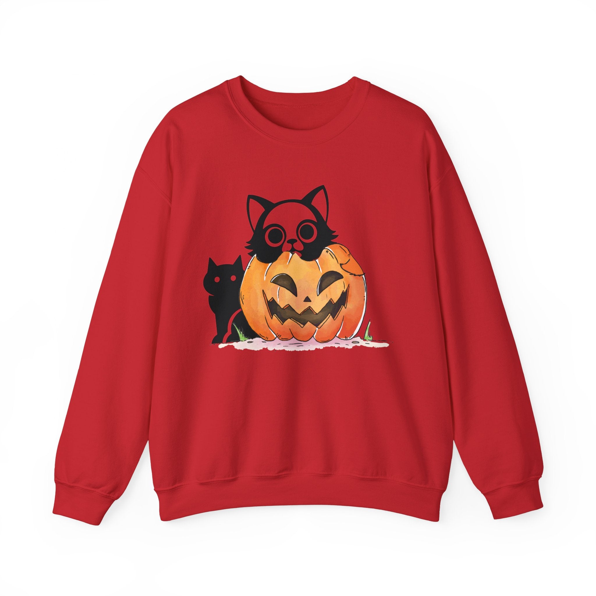 Black Cat Pumpkin Sweatshirt, Halloween Sweatshirt, Pumpkin shirt, Fall Sweatshirt for Women, Halloween Crewneck, Spooky Season, Bat top