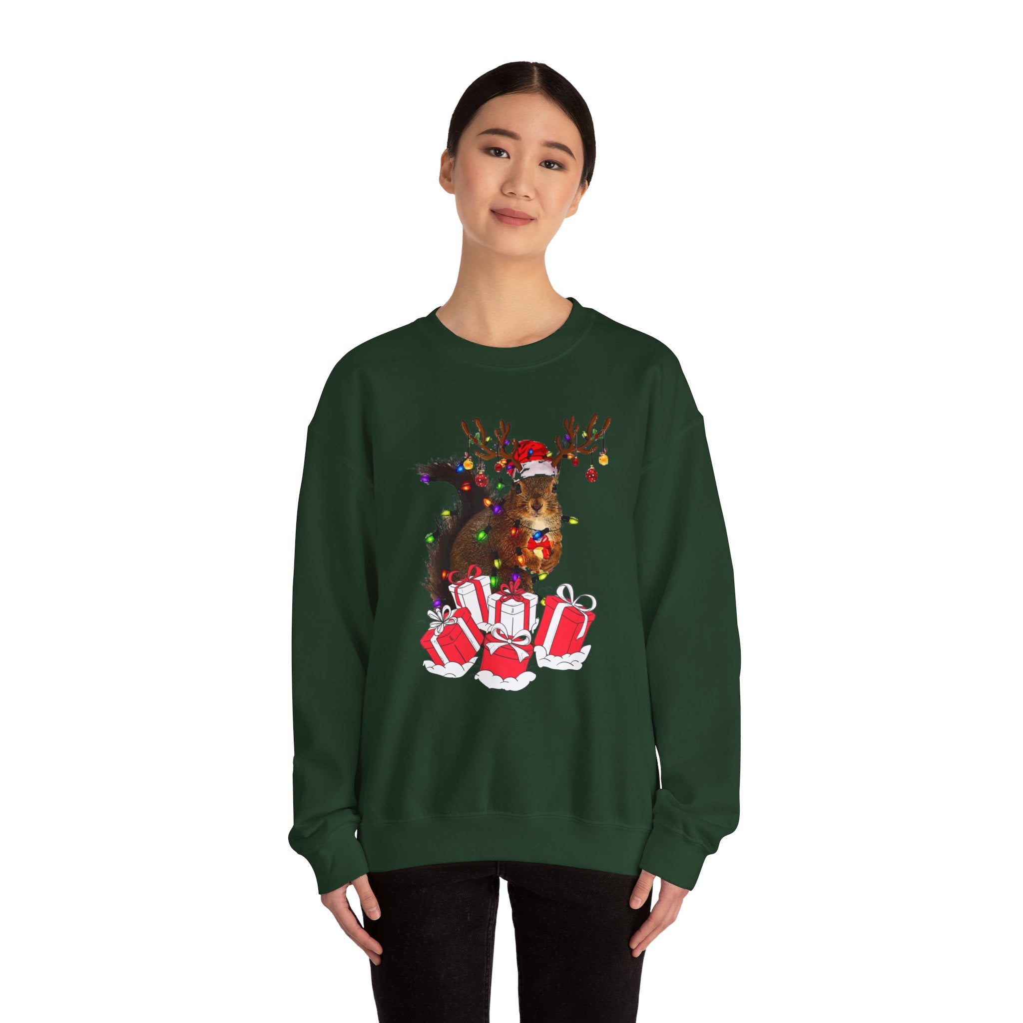 Christmas Squirrel Lights Sweatshirt, Christmas Sweatshirt, Funny Christmas Sweat, Christmas Gift Sweater, Holiday Crewneck