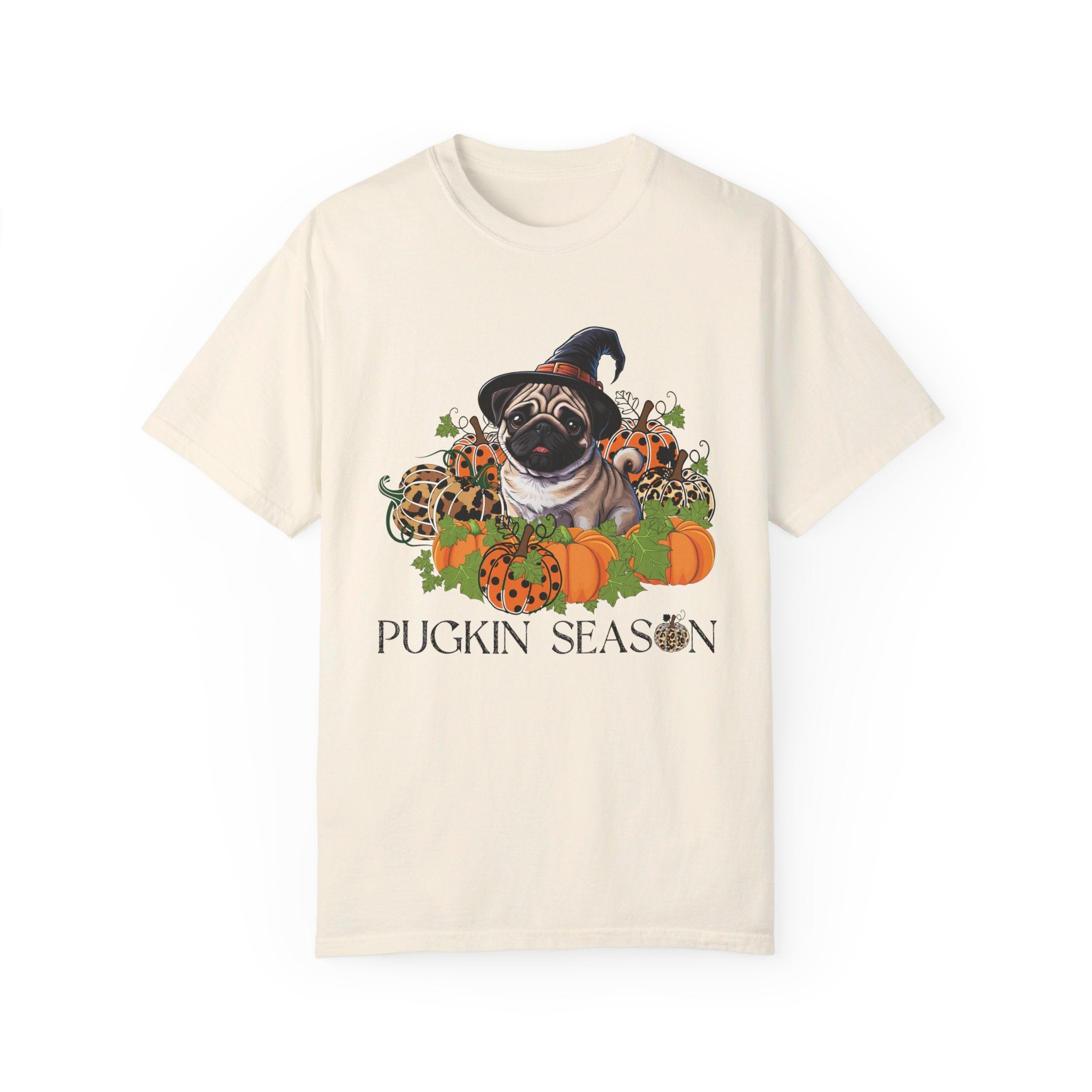 Fall Pug Shirt, Pugkin Season Shirt, Leopard Print Pumpkin T-shirt, Cute Dog Lover Graphic Tee, Halloween Party Gift Tshirt