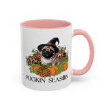 Pugkin Season Cup, Fall Pug Coffee Mug, Leopard Print Pumpkin Gift, Cute Autumn Dog Lover Graphic, Halloween Party Gifts