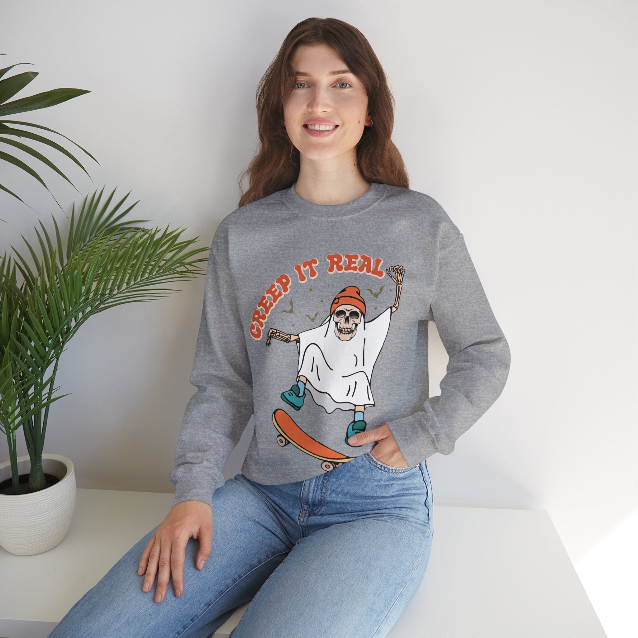 Cute Ghost Halloween Shirt, Creep It Real Halloween Sweatshirt, Women Halloween Shirt, Spooky Season, Fall Shirt, Retro Halloween Shirt