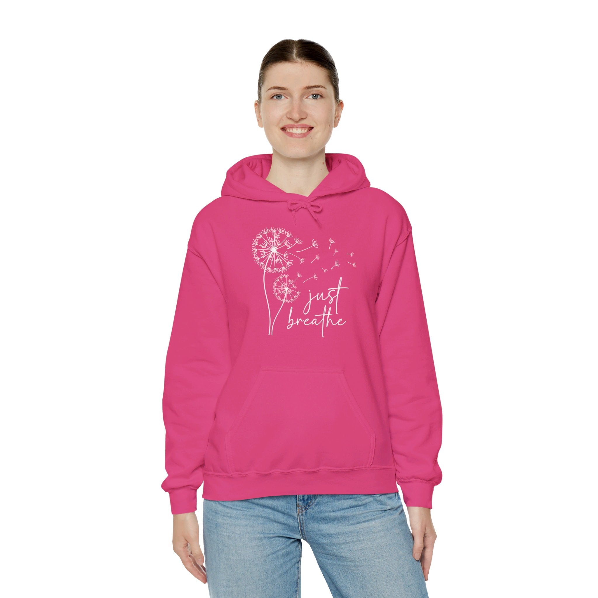 Just Breathe Hoodie, Blowing Dandelion Hoodie, Motivational Hoodie, Mental Health Hoodie, Yoga Sweater, Positive Clothing