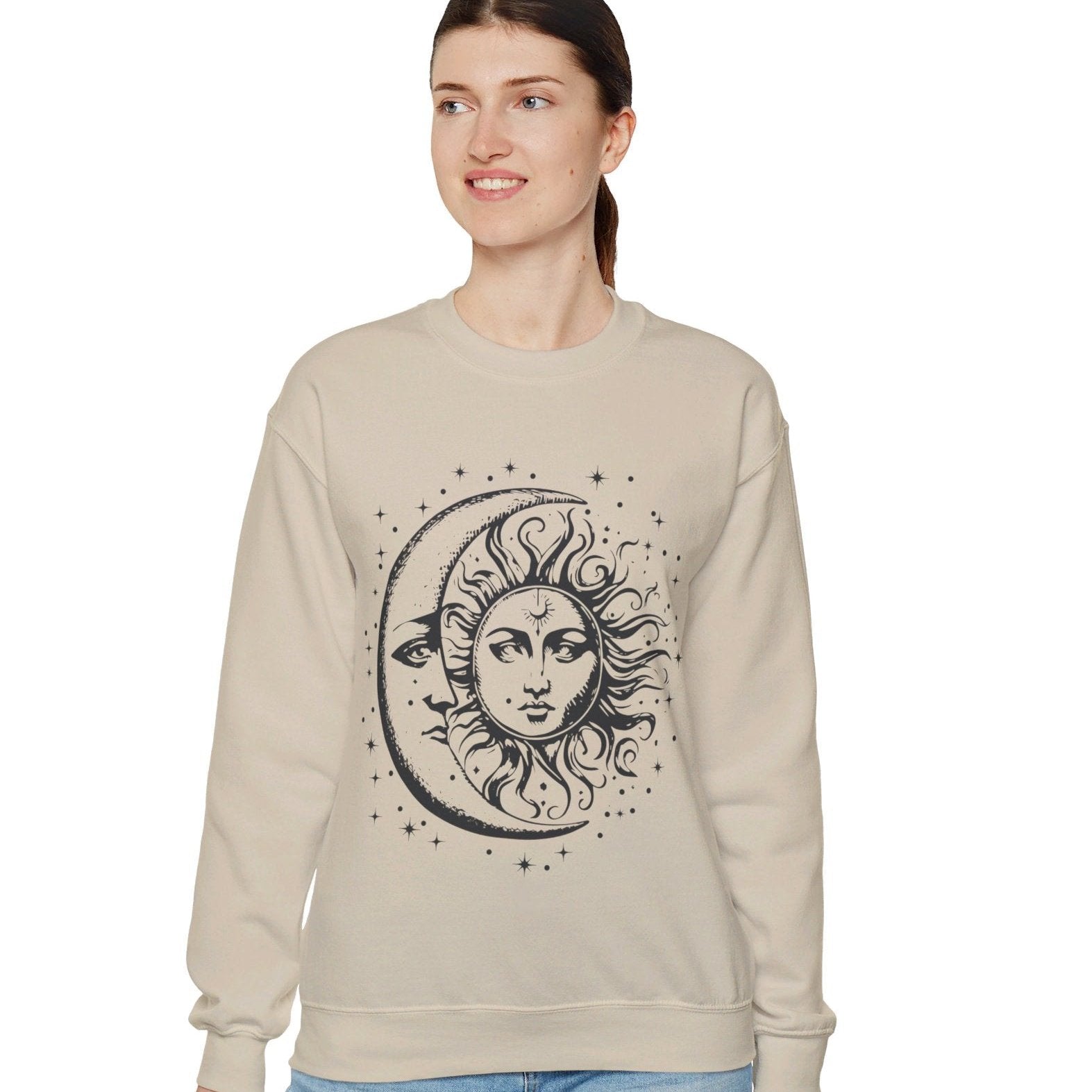 Sun and Moon Sweatshirt, Celestial Crewneck, Boho Sun and Moon Shirt, Hippie Hoodie, Retro Shirt, Vintage Style