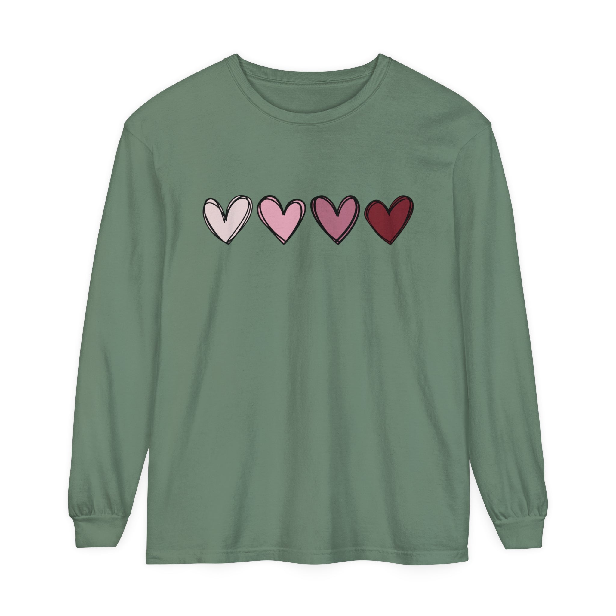 Valentine Double Heart Long Sleeve T-Shirt, Cute Valentine Shirt, Valentine Long Sleeve Shirt, Vintage Valentine Sweatshirt, Love Heart Long Sleeve Tee