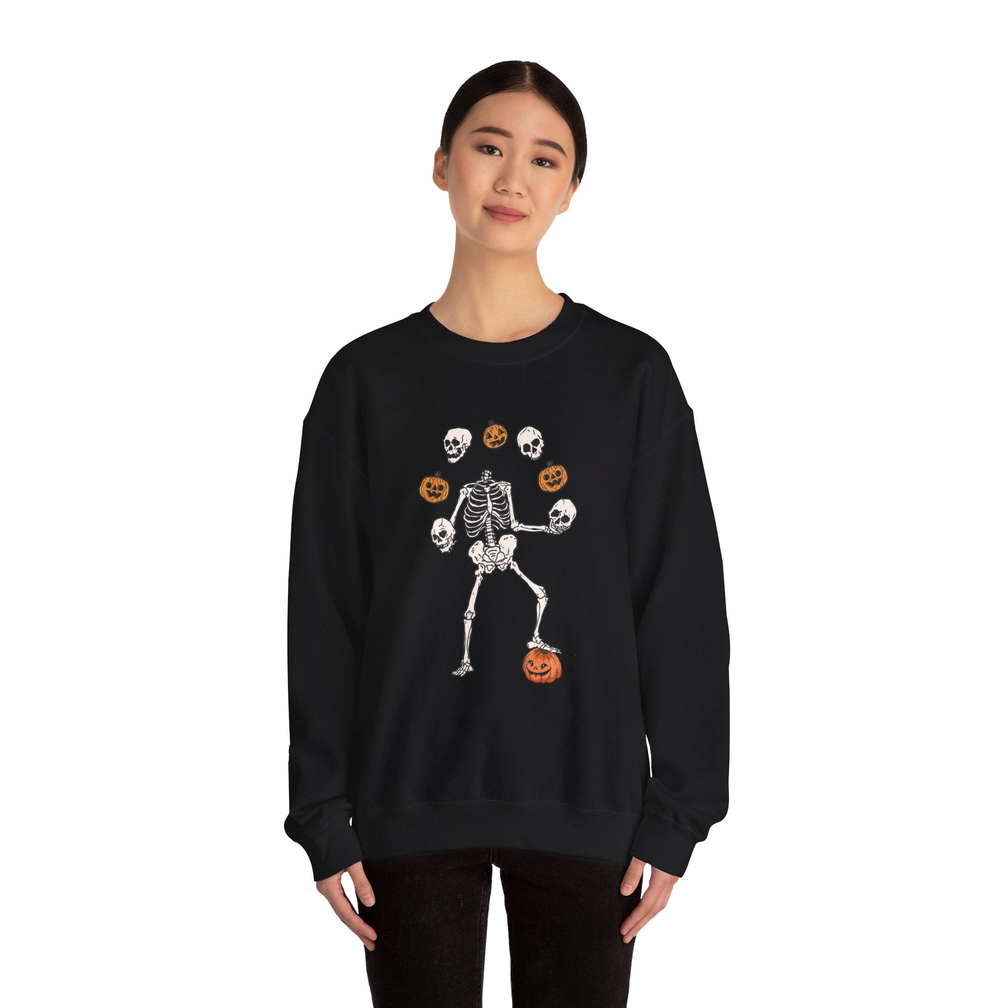 Dancing Skeleton Sweatshirt, Pumpkin Sweater, Pumpkin Skeleton Shirt, Fall Sweatshirt, Halloween Party Sweatshirt, Spooky Season Sweatshirt