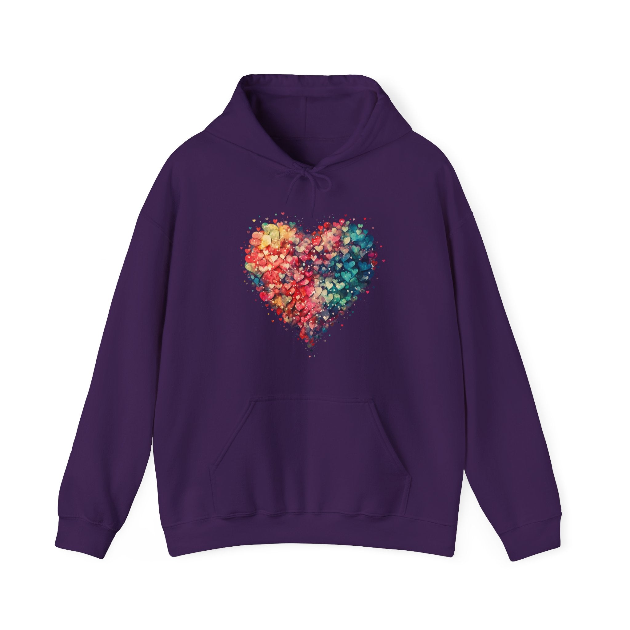 Watercolor Heart Hoodie, Valentine Heart Hooded Sweater, Cute Pocket Hoodie, Colorful Heart Sweatshirt, Minimalist Hoodie, Love Sweatshirt