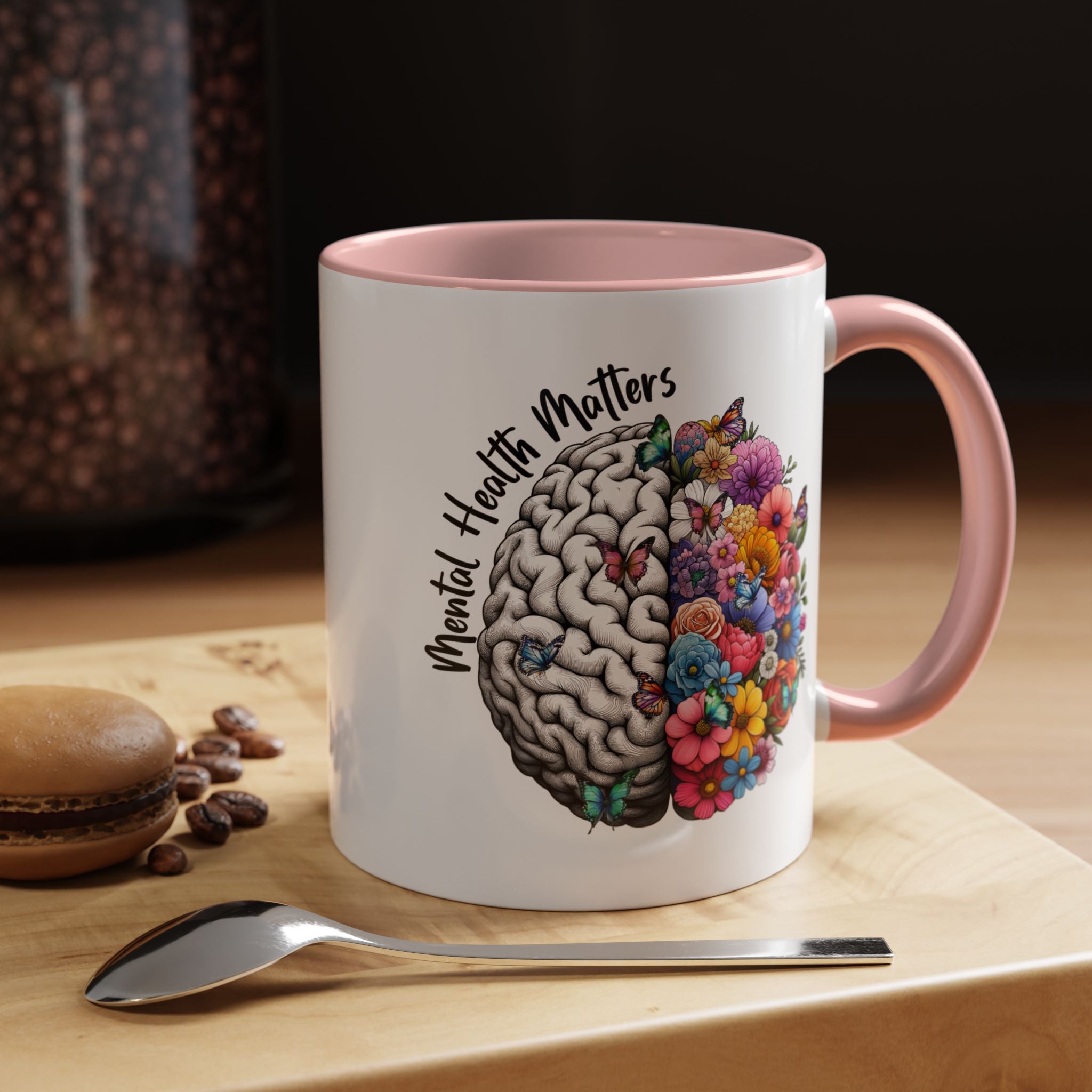 Mental Health Matters, Mental Health Coffee Mug, School Psychologist Mug, Inspirational Gift, Mental Health Awareness Mug, Floral Brain Mug