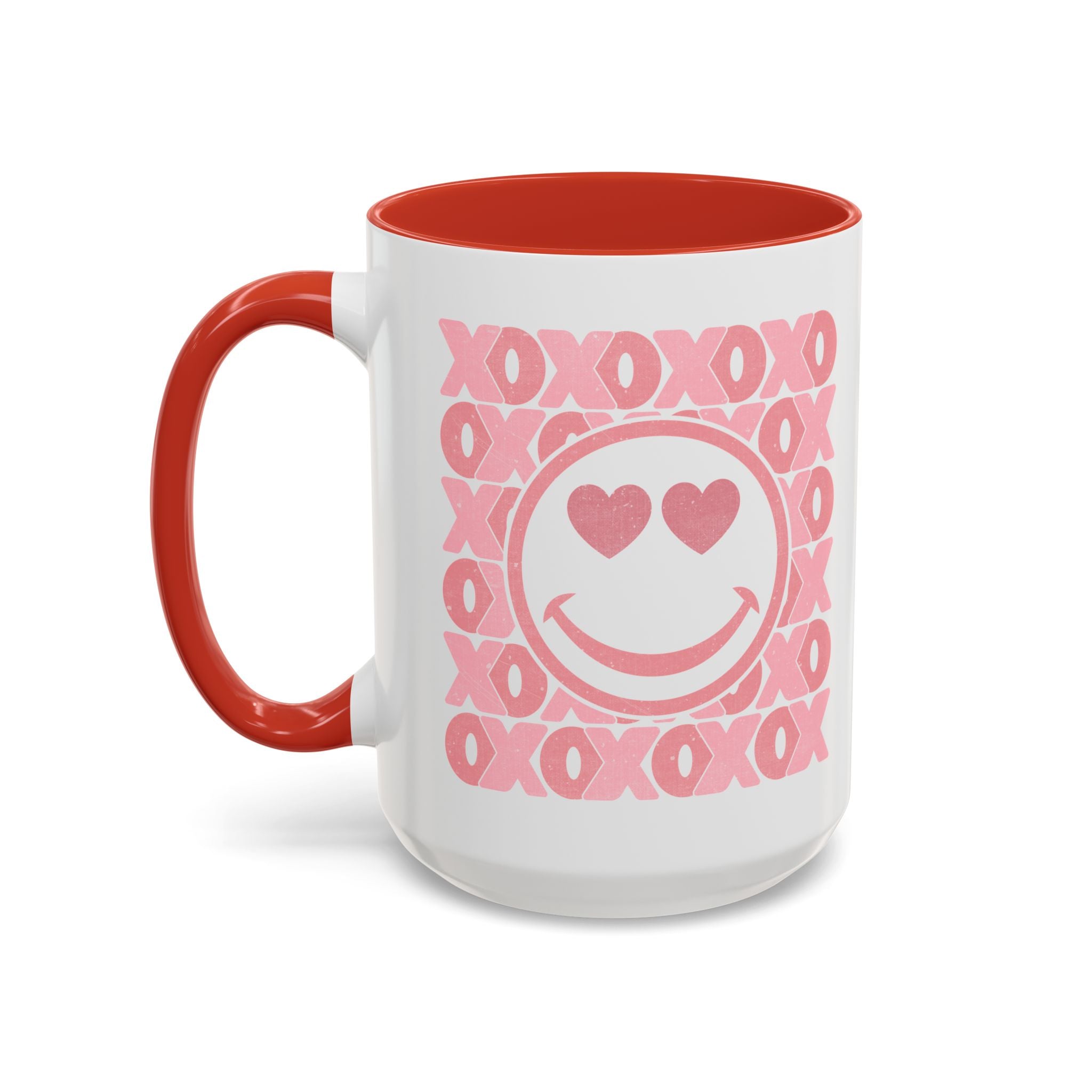 XOXO Smiley Face Coffee Mug, Pink Smiley Face Mug, Valentines Decor, Galentines gift, XOXO Coffee Cup, Party Favors, Cute Coffee Mug