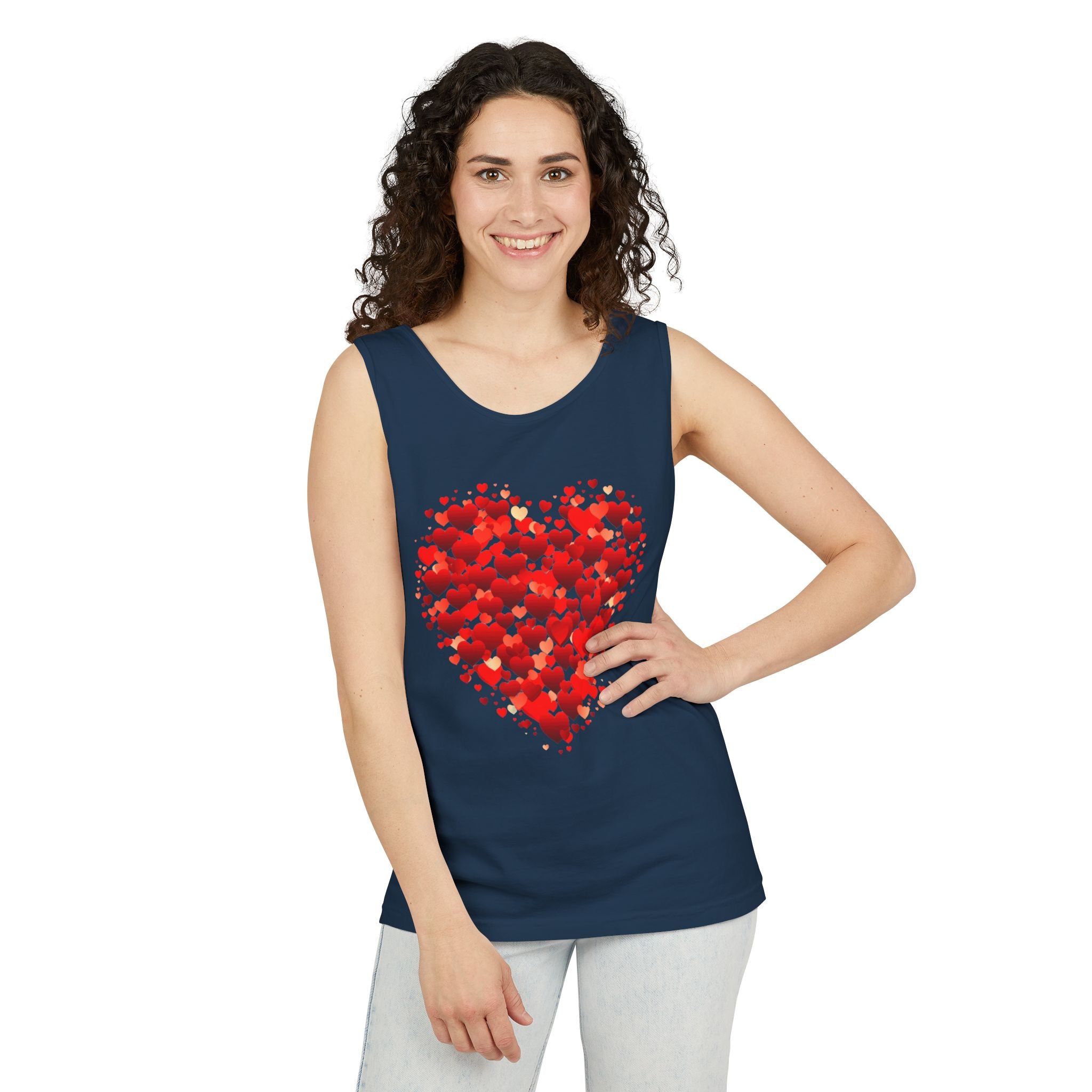 Double Red Heart Tank Top, Valentine Gift Top, Women Heart Gift, Love Heart Shirt, Cute Heart Shirt