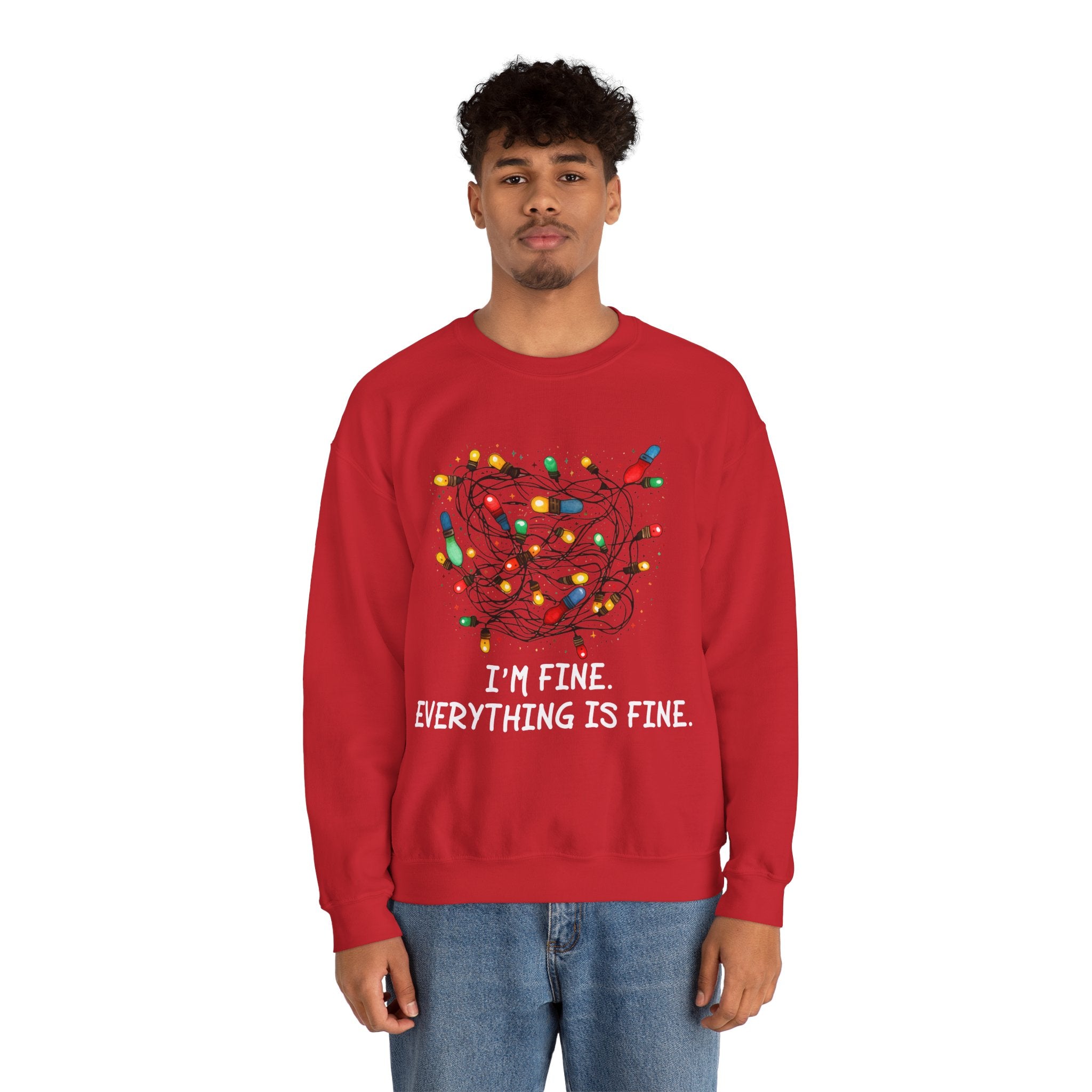 I'm Fine Everything Is Fine Sweatshirt, Christmas Sweatshirt, Sweatshirts Women, Christmas Sweatshirt Women, Christmas Lights Sweatshirt