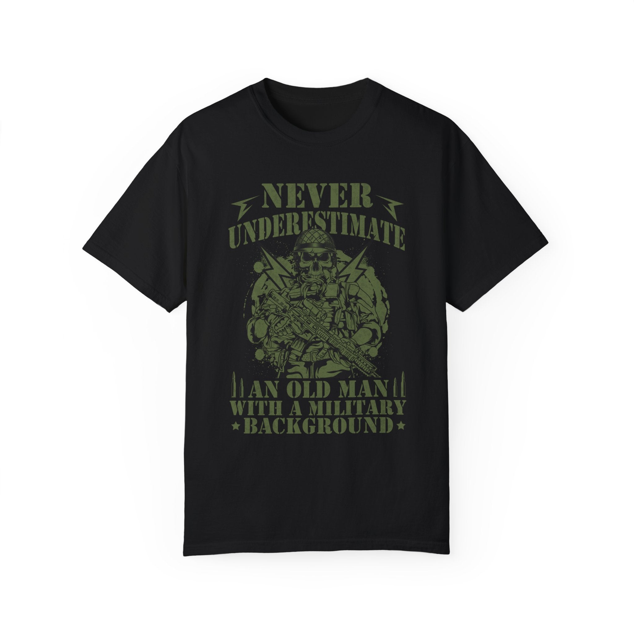 Never Underestimate An Old Man With A Military Background Shirt, American Flag Tee, US Veteran Shirt, Veterans Day Shirt, 4th of July Shirt