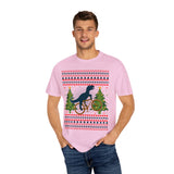 Ugly Christmas Dinosaur Riding Bike Shirt, Dinosaur Christmas Sweater, Dino Riders Tshirt, Dinosaur on a Bike Shirt