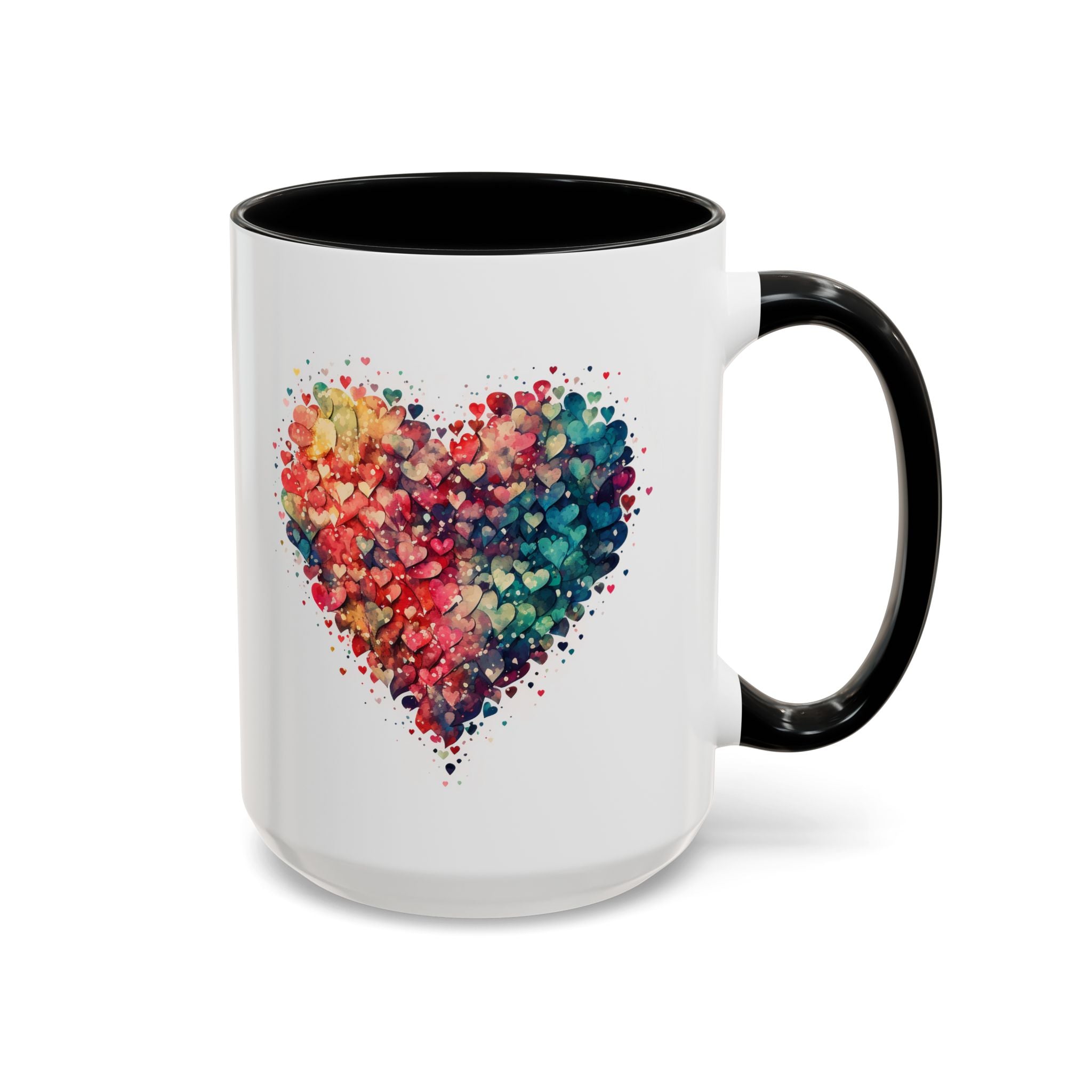 Watercolor Heart Coffee Mug, Heart Mug, Two-Tone Coffee Mugs, 11oz & 15oz Mug, Watercolor Heart Mug