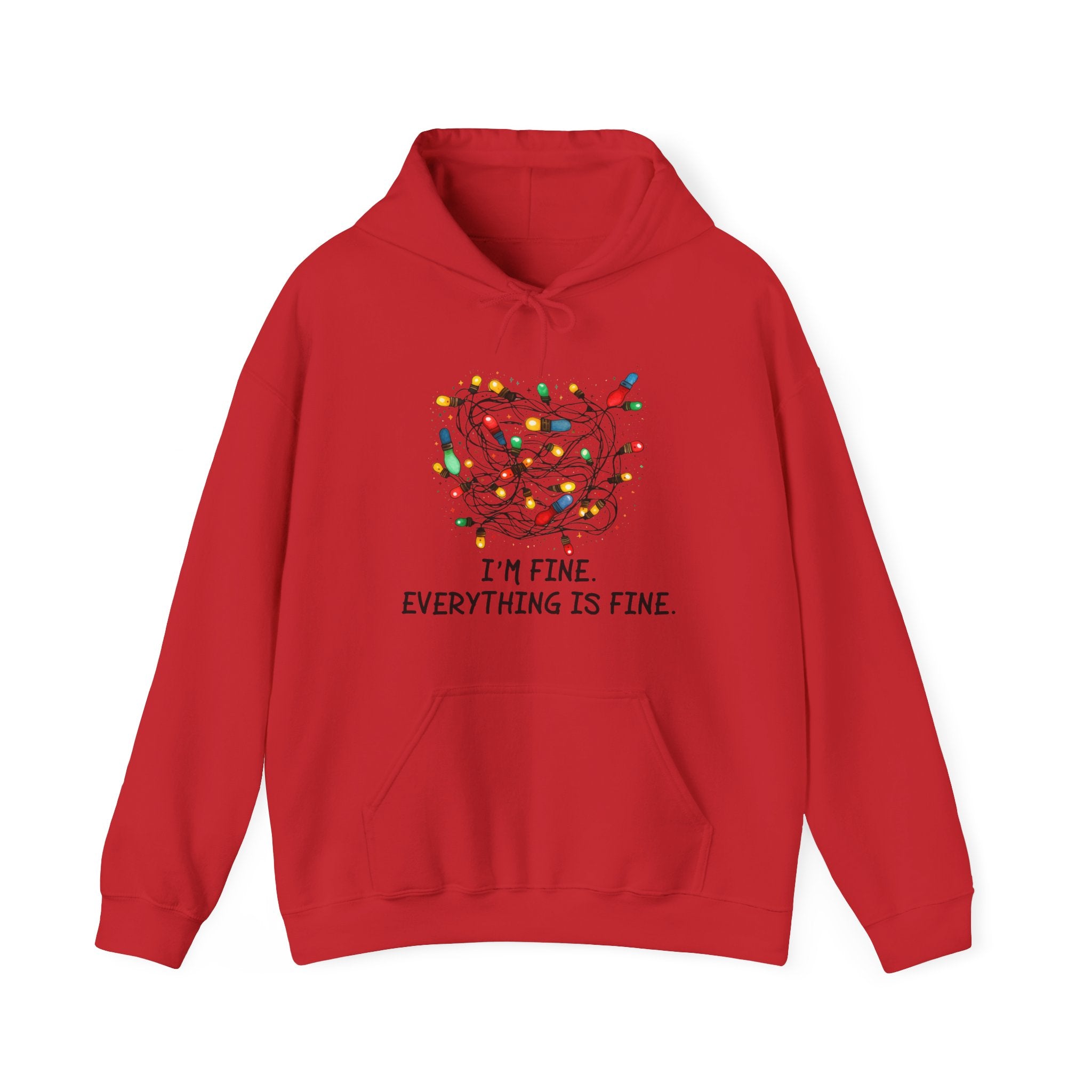 I'm Fine Everything Is Fine Hoodie, Christmas Hooded Sweatshirt, Hoodies Women, Christmas Hoodie Women, Christmas Lights Hoodie