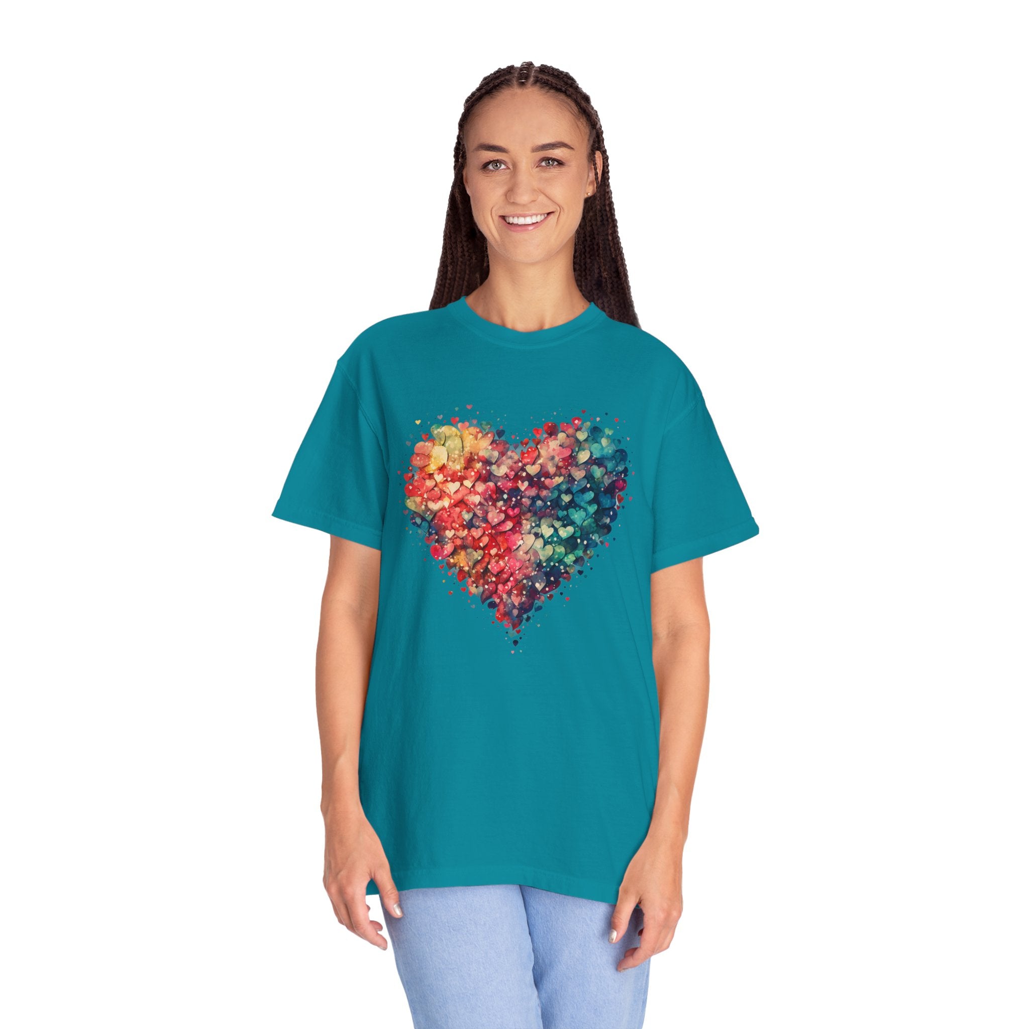 Valentines Watercolor Hearts Shirt, Comfort Color Valentines Day Shirt, Womens Valentines Day Gift, Cute Heart Valentines Love Shirt