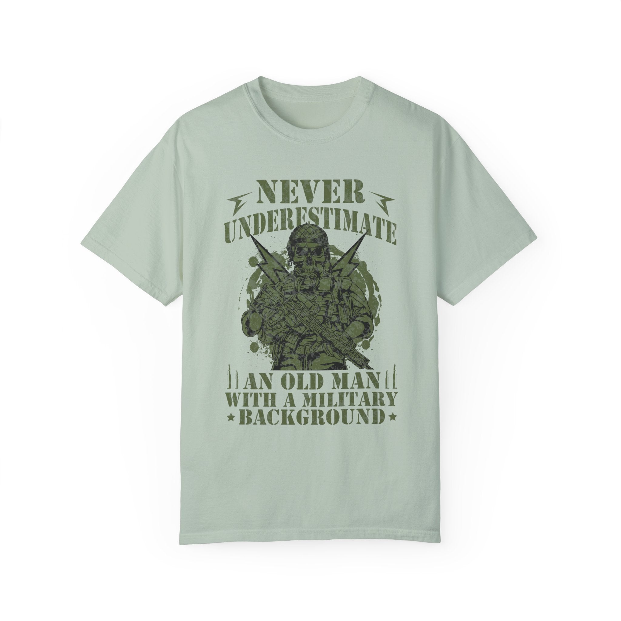 Never Underestimate An Old Man With A Military Background Shirt, American Flag Tee, US Veteran Shirt, Veterans Day Shirt, 4th of July Shirt