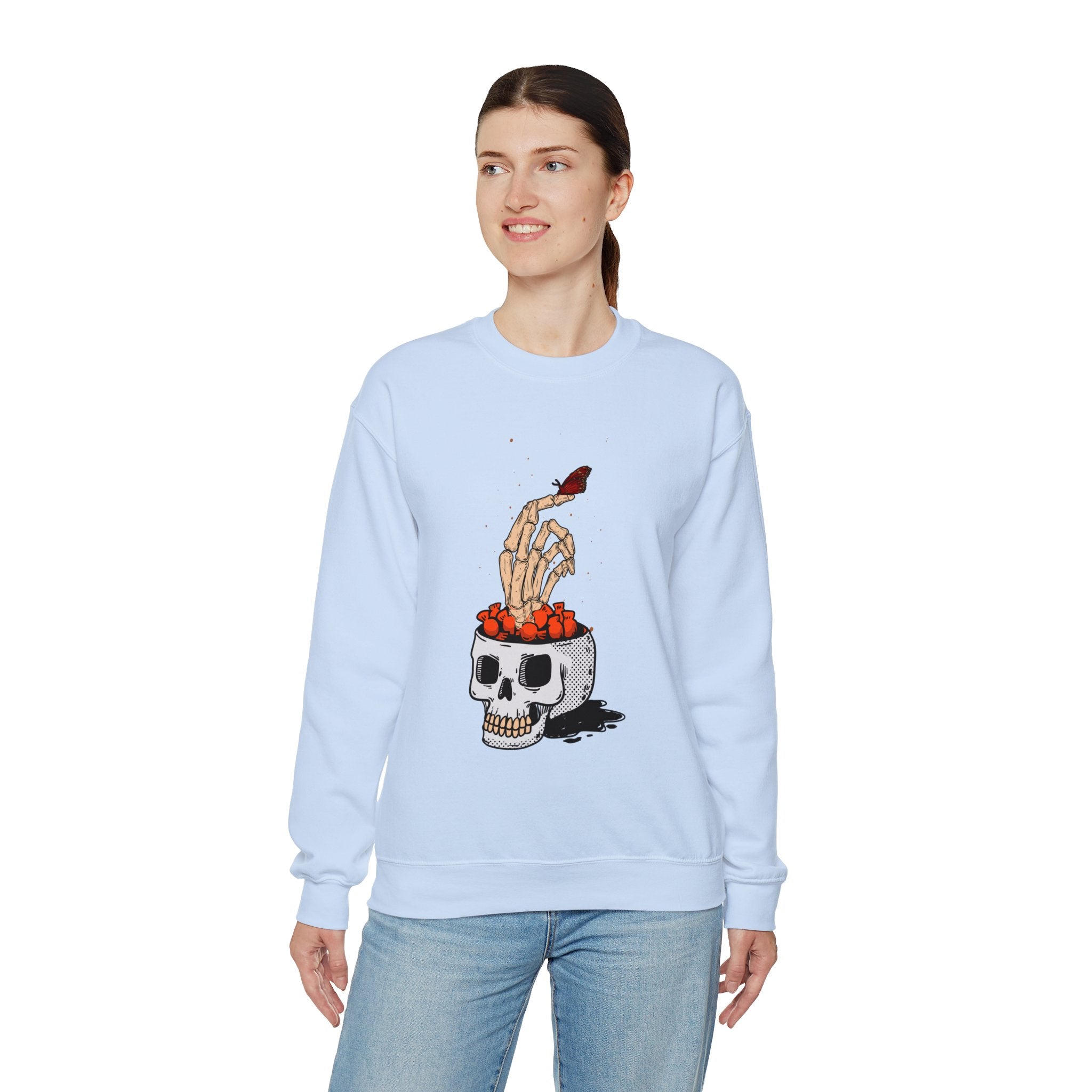 Skull skeleton hand halloween Sweatshirt, Skeleton Hand T-Shirt, Skeleton Shirt, Horror Gift, Skeleton Rock Tee, Rock and Roll Shirt