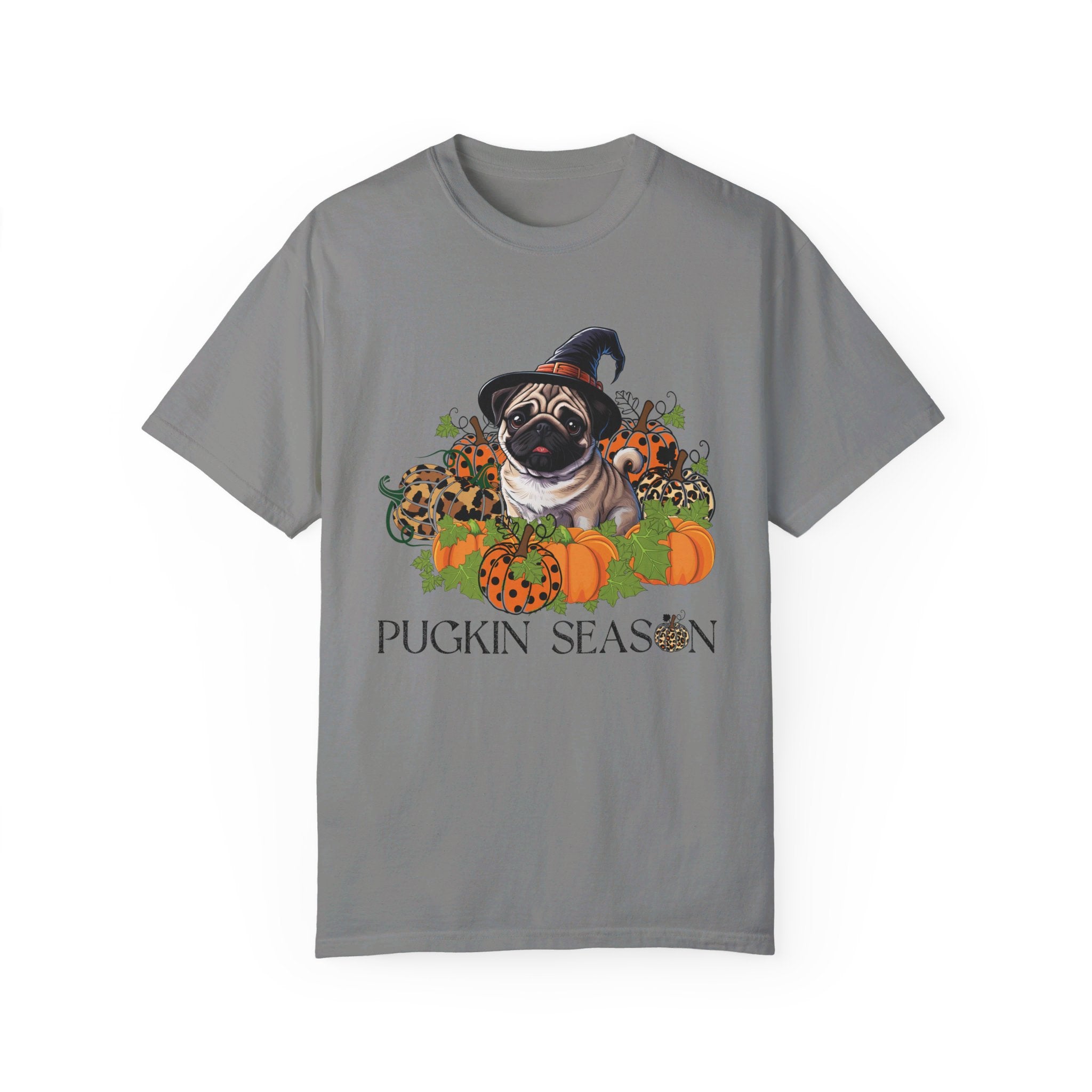 Fall Pug Shirt, Pugkin Season Shirt, Leopard Print Pumpkin T-shirt, Cute Dog Lover Graphic Tee, Halloween Party Gift Tshirt