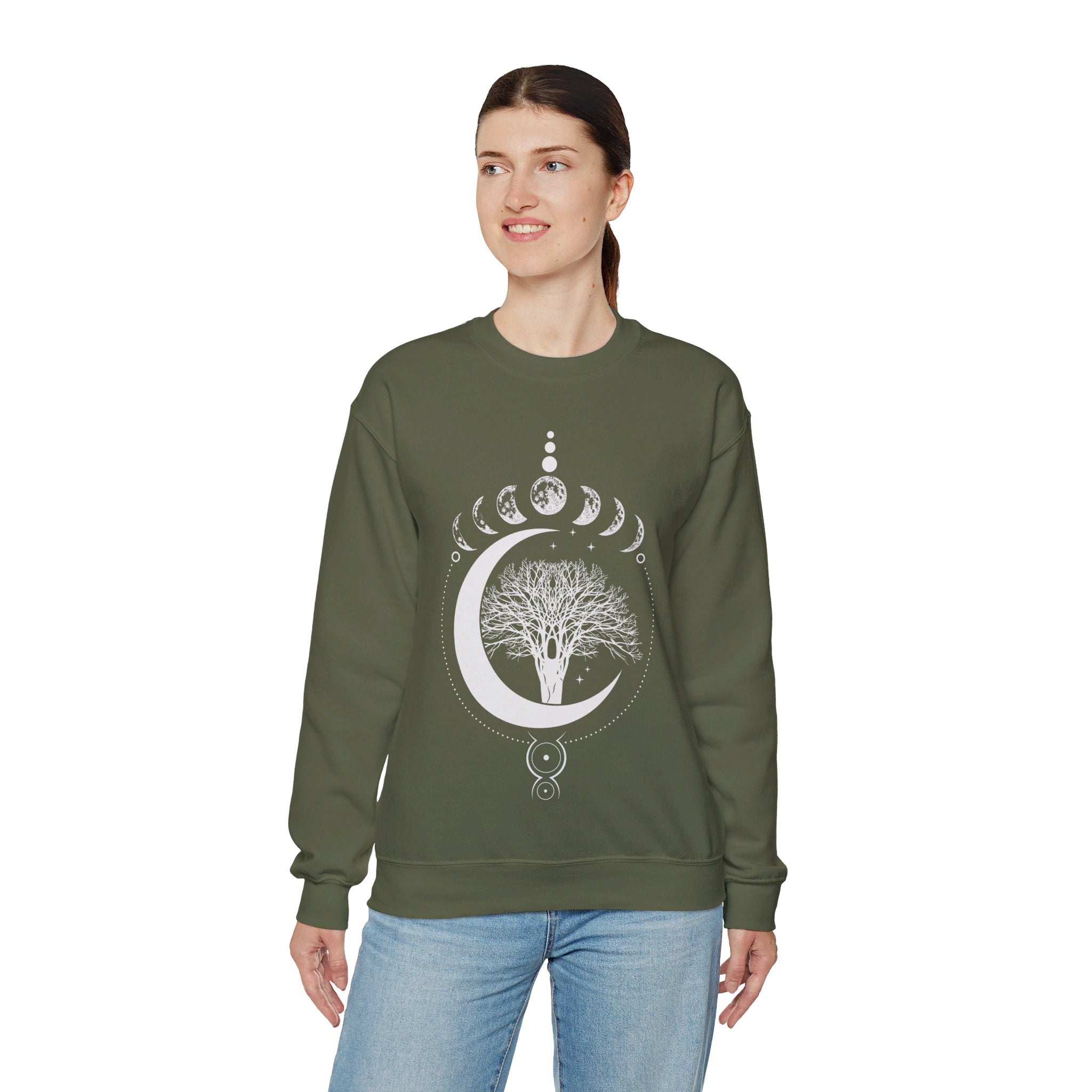 Mystical Moon Phases Sweatshirt, Tree Of Life Moon Phases Shirt, Yoga Lover Tree Shirt, Phases Of The Moon Tree Of Life Tee, Spiritual Shirt