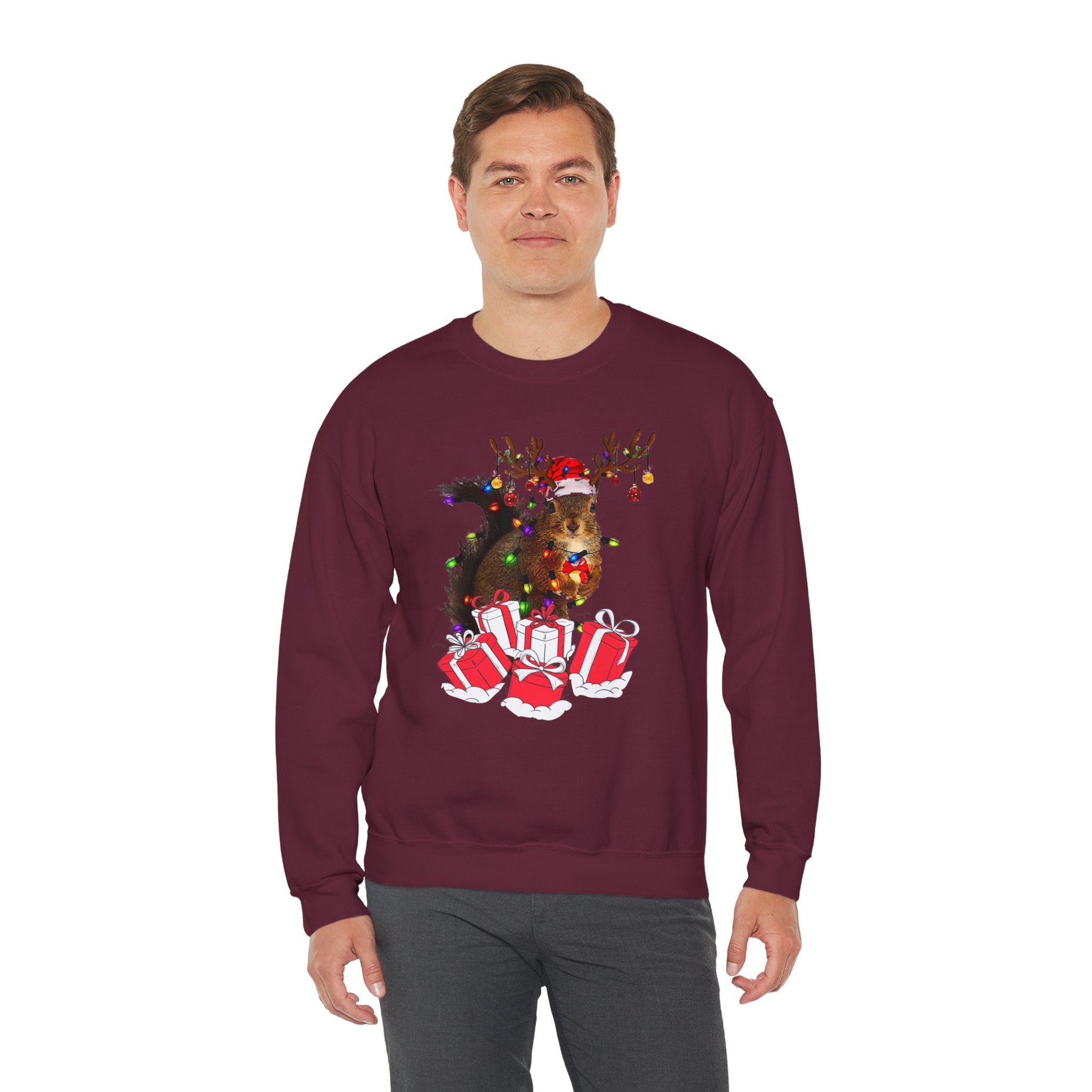 Christmas Squirrel Lights Sweatshirt, Christmas Sweatshirt, Funny Christmas Sweat, Christmas Gift Sweater, Holiday Crewneck