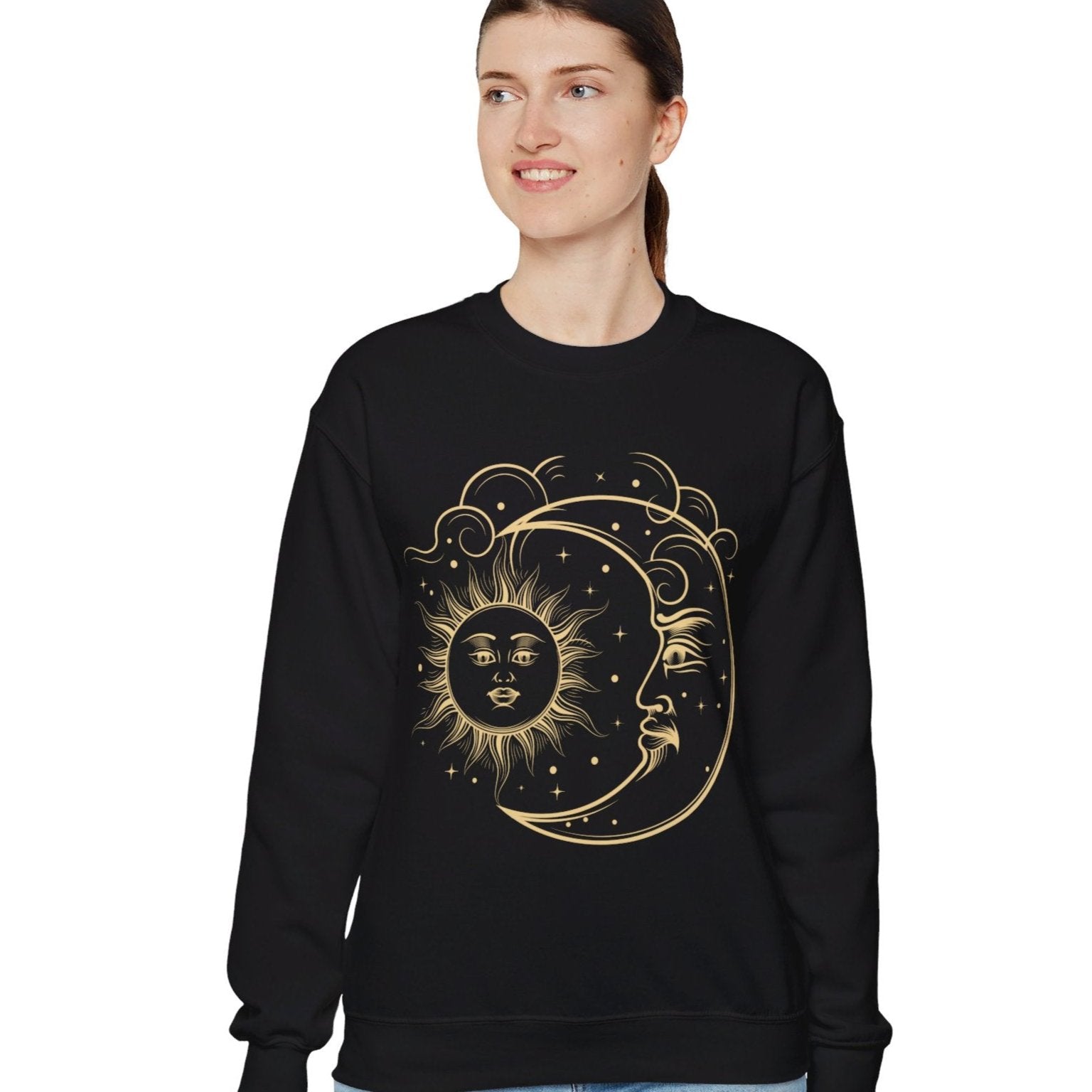 Sun and Moon Crewneck, Celestial Sweatshirt, Boho Sun and Moon Shirt, Hippie Hoodie, Retro Shirt, Vintage Style